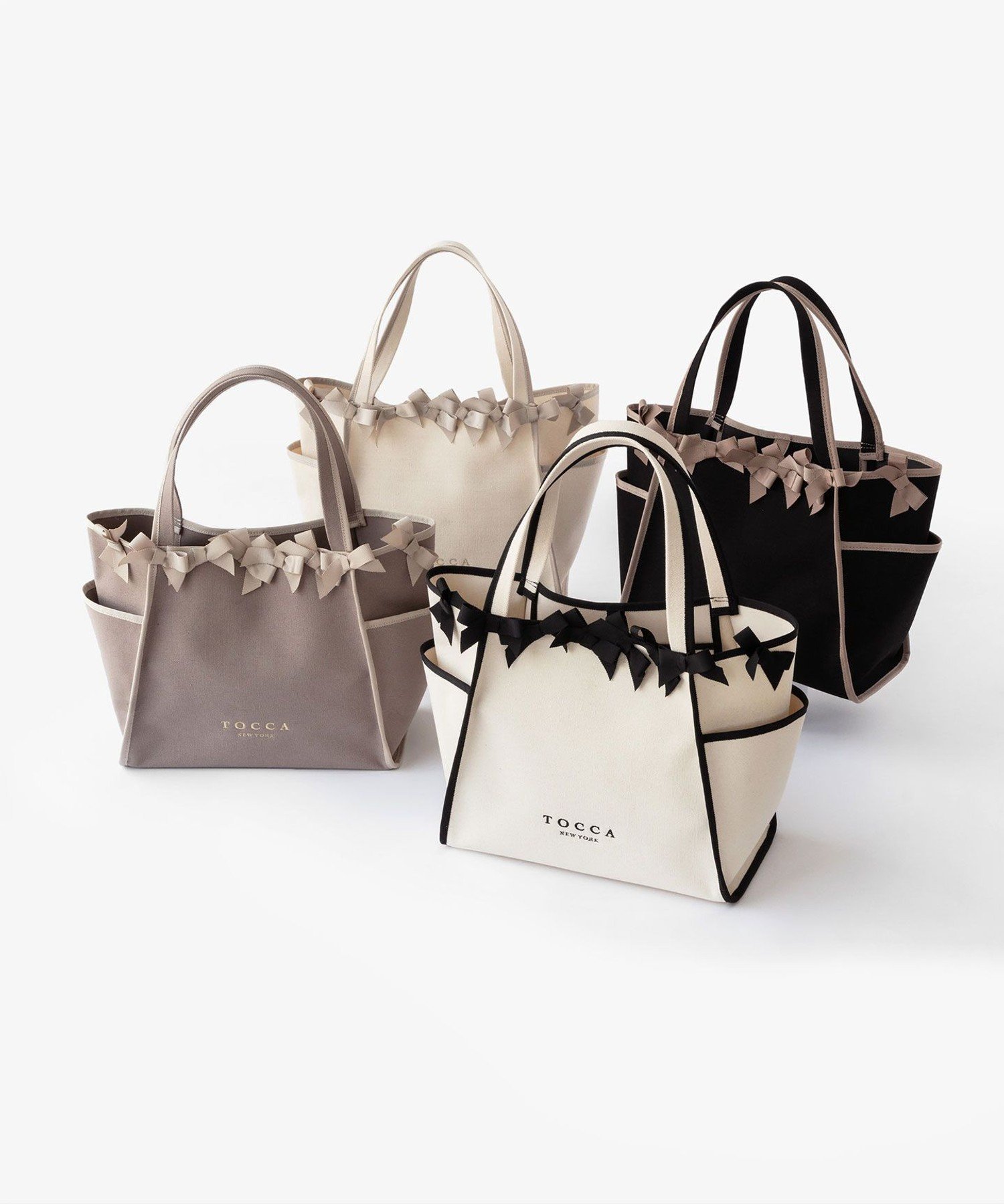 TOCCA OCTUPLE RIBBON TOTE L トートバッグ L トッカ バッグ トートバッグ ブラック ホワイト グレー【送料無料】