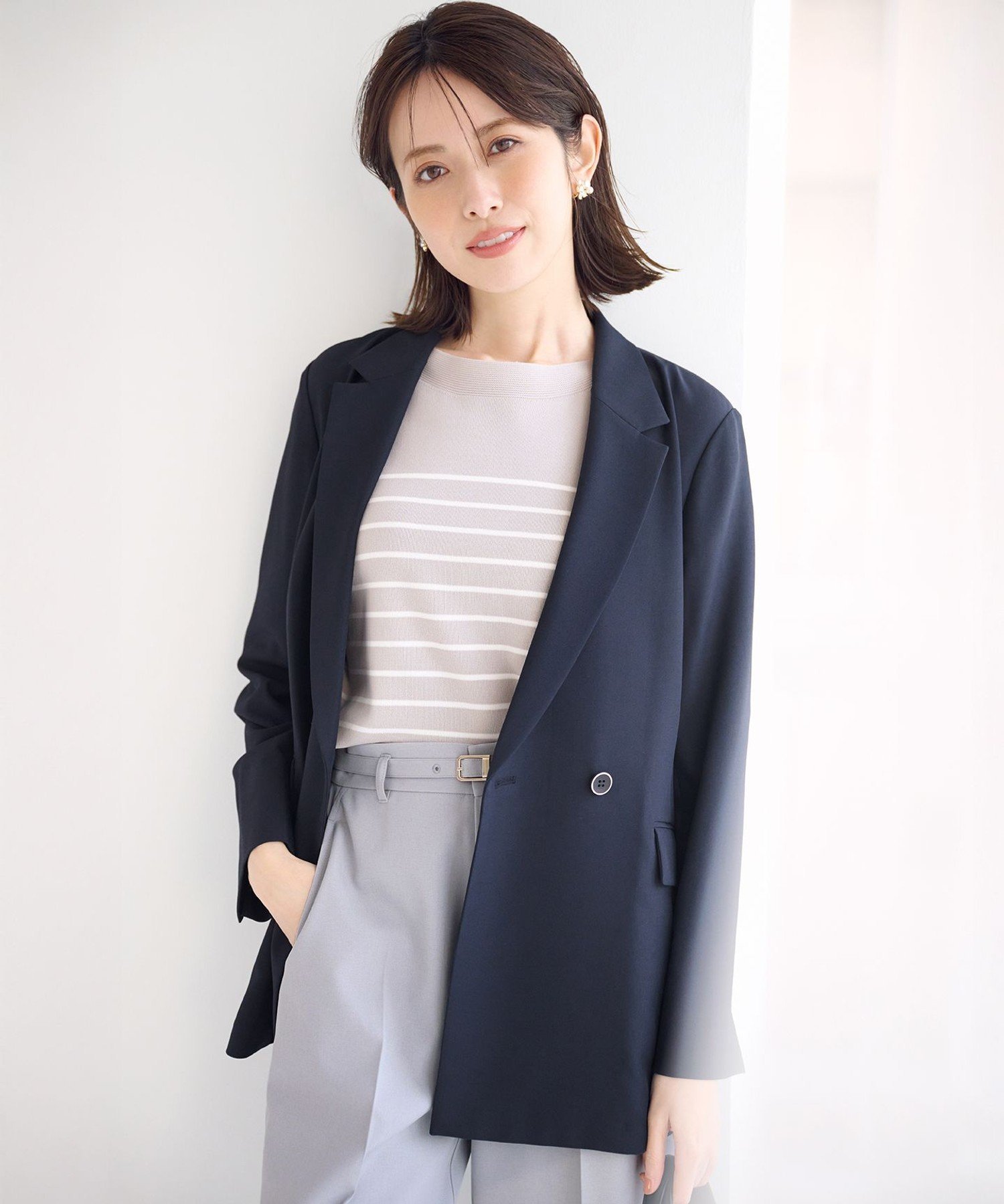 any SiS シアーメッシュジャケット ネイビー S any SiS 【洗える】シアーメッシュ ジャケット （ネイビー