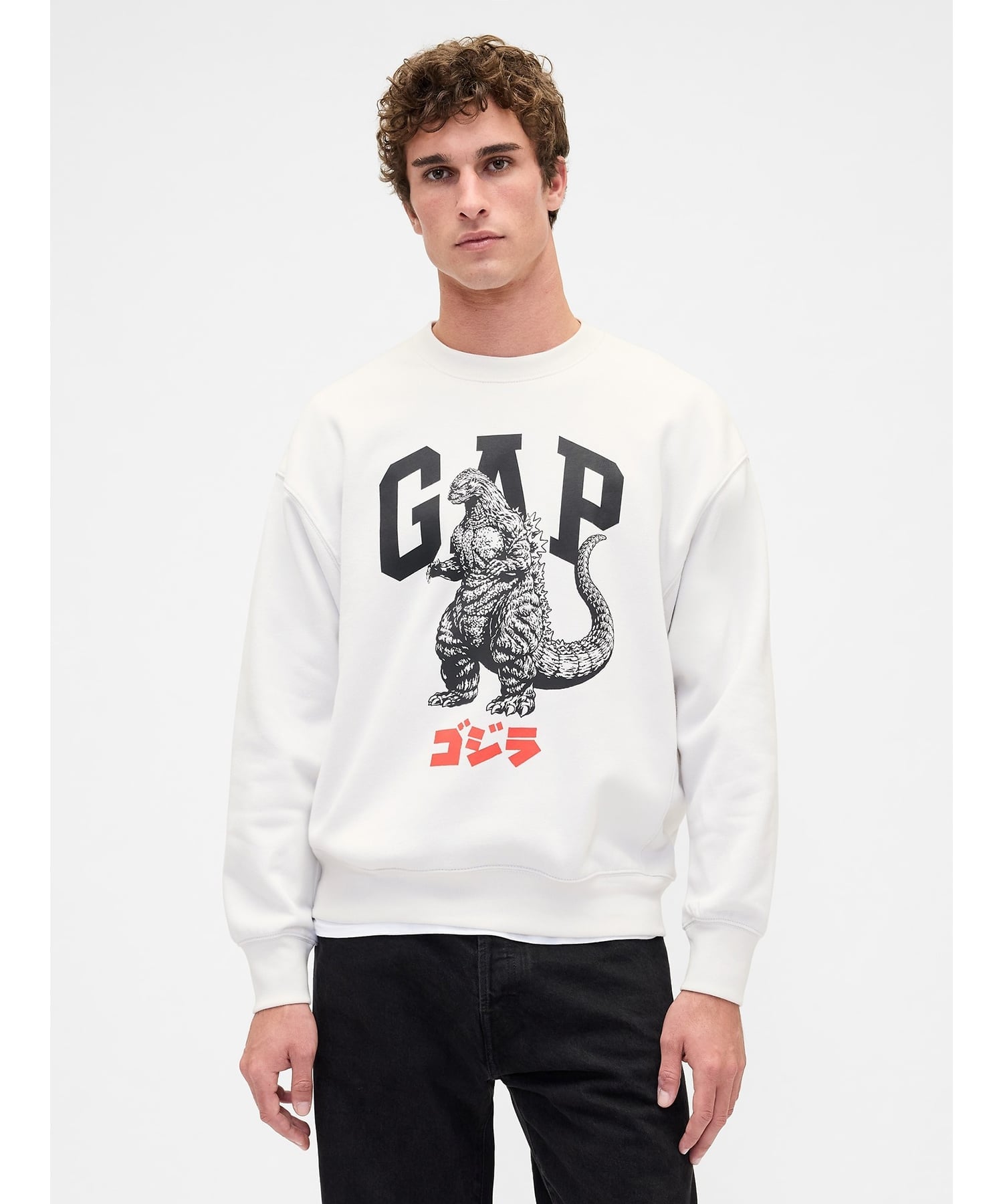 【SALE／20%OFF】GAP (U)ゴジラ ヴィンテージソフト グラフィック GAPロゴ スウェットシャツ ギャップ トップス スウェット・トレーナー ブラック ホワイト【送料無料】画像