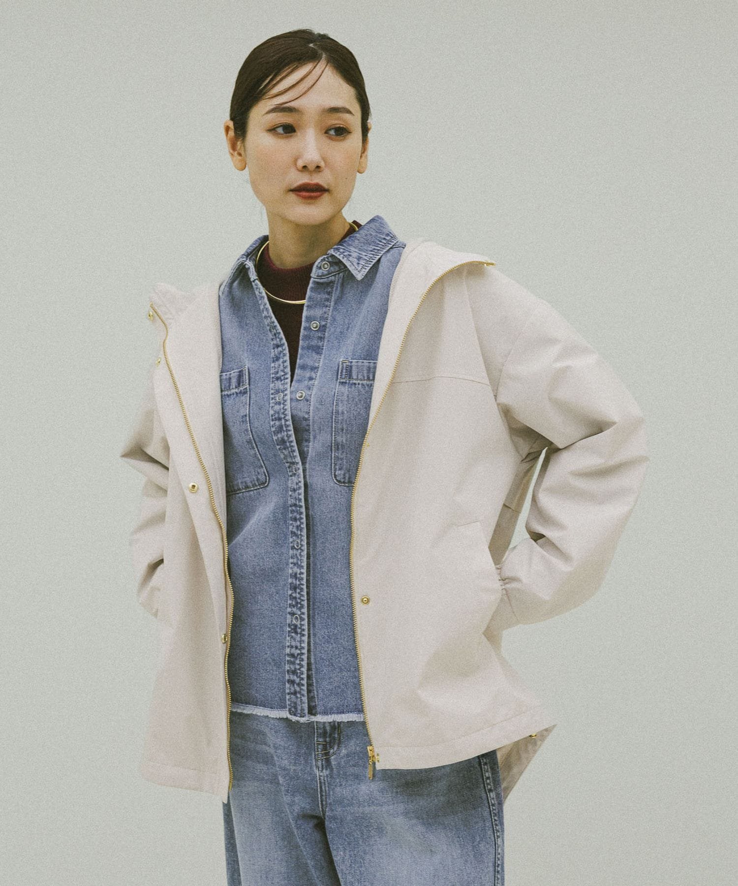 SALE／50%OFF】Mila Owen ウール混スタンドカラーリバーケープコート