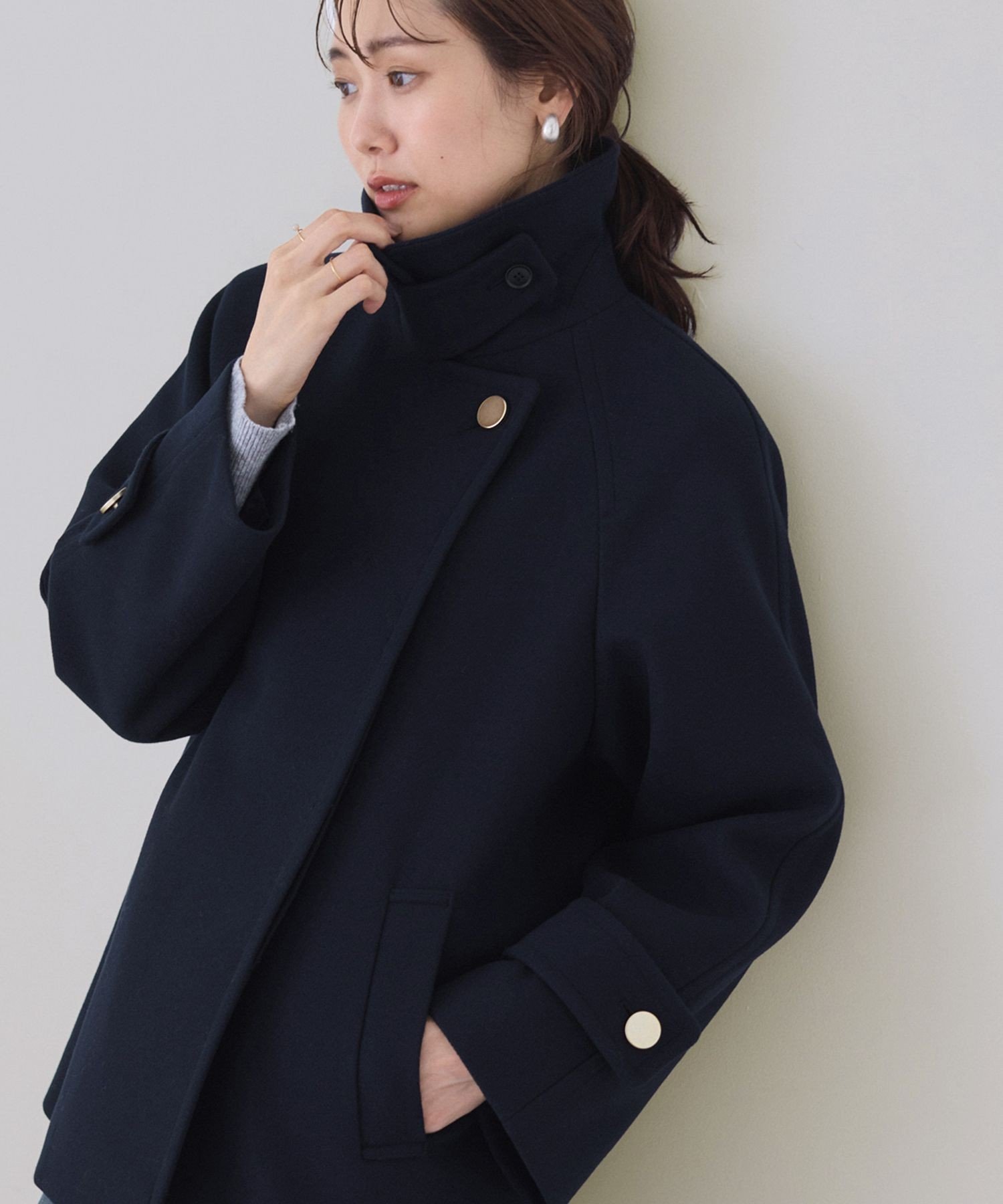 ROPE' PICNIC ジャージーメルトンシリーズ 金ボタンミドル丈コート SALE／40%OFF】ROPE' PICNIC ジャージーメルトンシリーズ 金ボタン