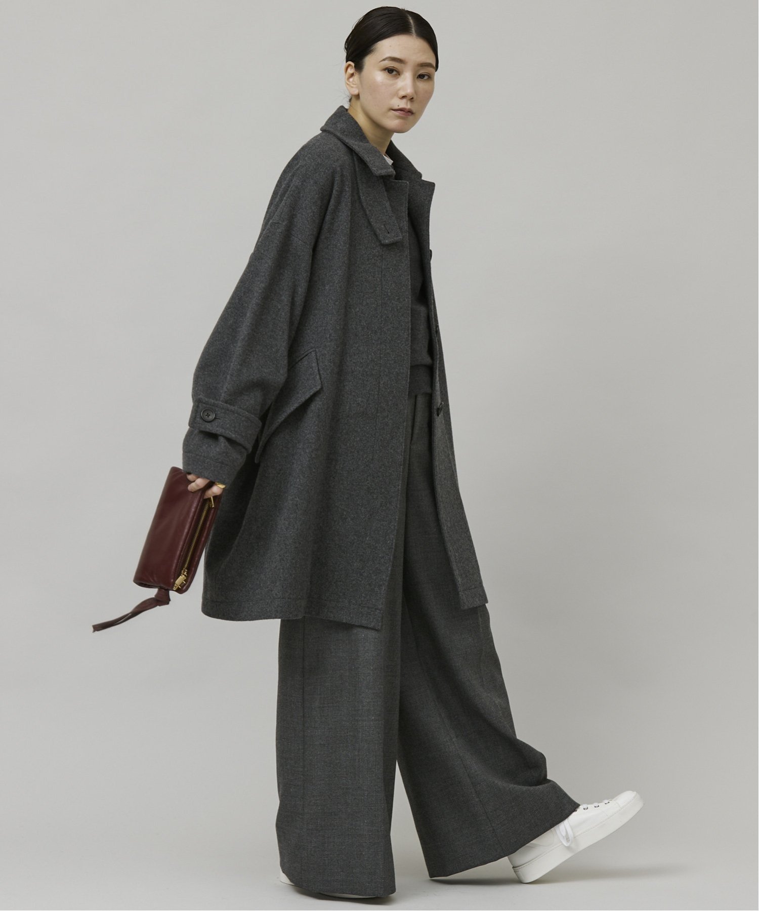 極美品✨　23AW カレンソロジー　メルトンステンカラーコート　グレー 極美品カレンソロジーメルトンステンカラーコートグレー