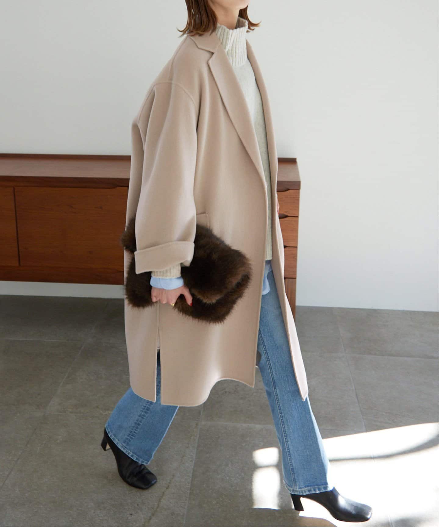 SALE／30%OFF】SLOBE IENA HAMILTONダブルフェイスウールロングコート 