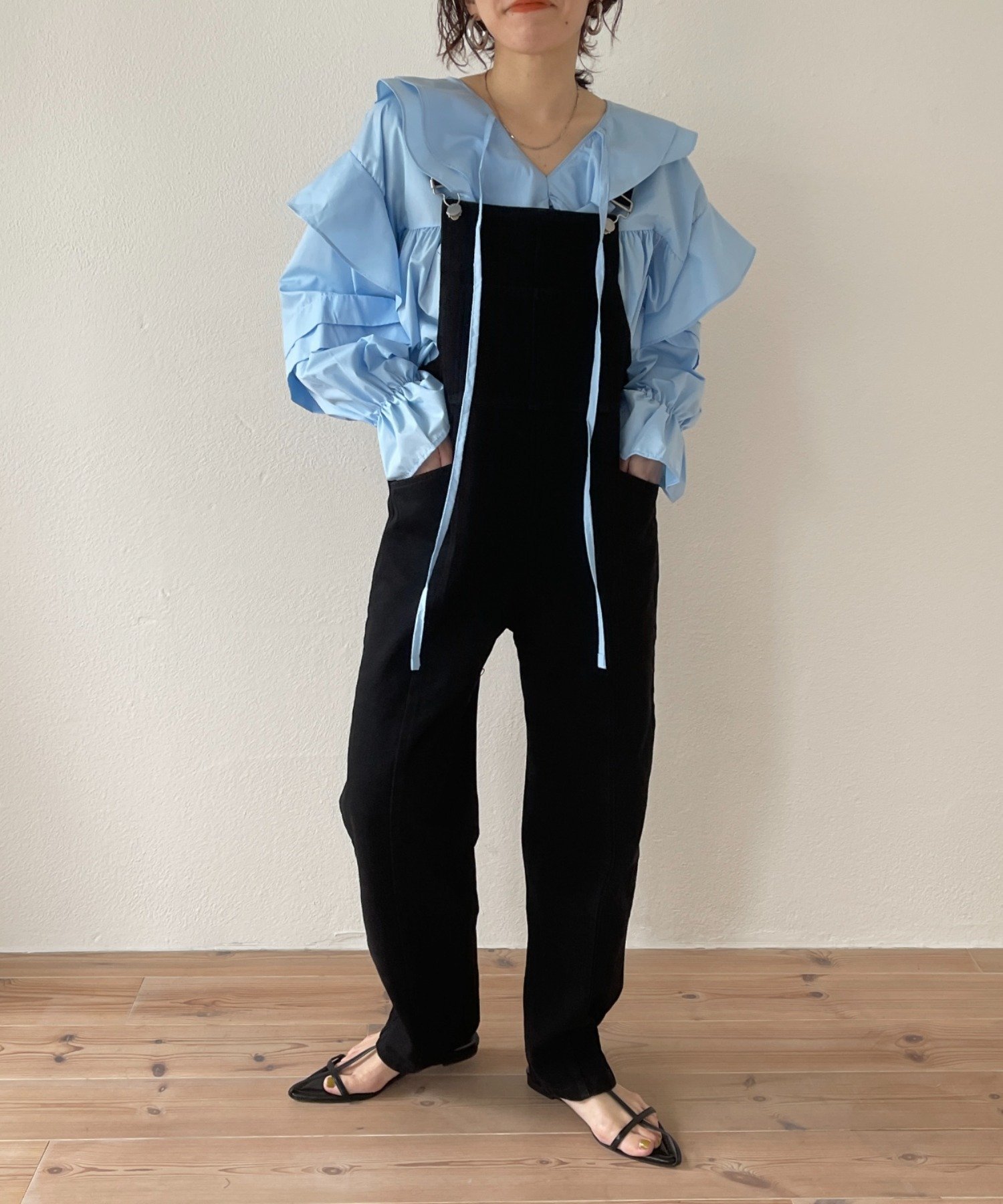 wee9s loose and slim denim salopette ノット アット オールインワン