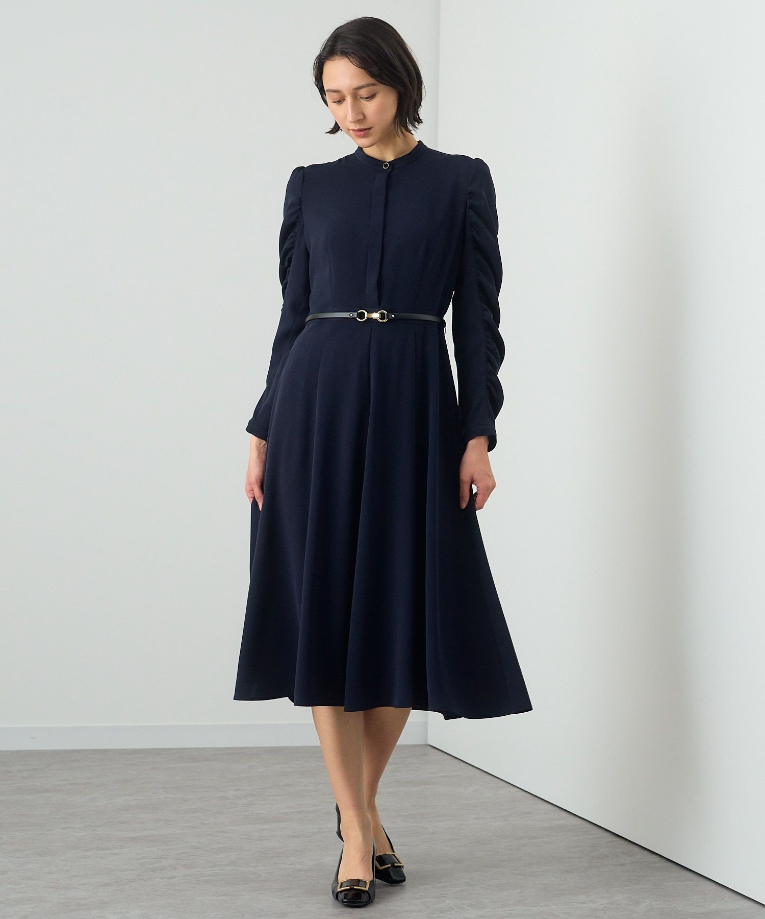 新品タグ付き☆ANAYI アナイ　レース切り替えワンピース　リボンベルト　38 新品タグ付き☆ANAYI アナイ レース切り替えワンピース リボン