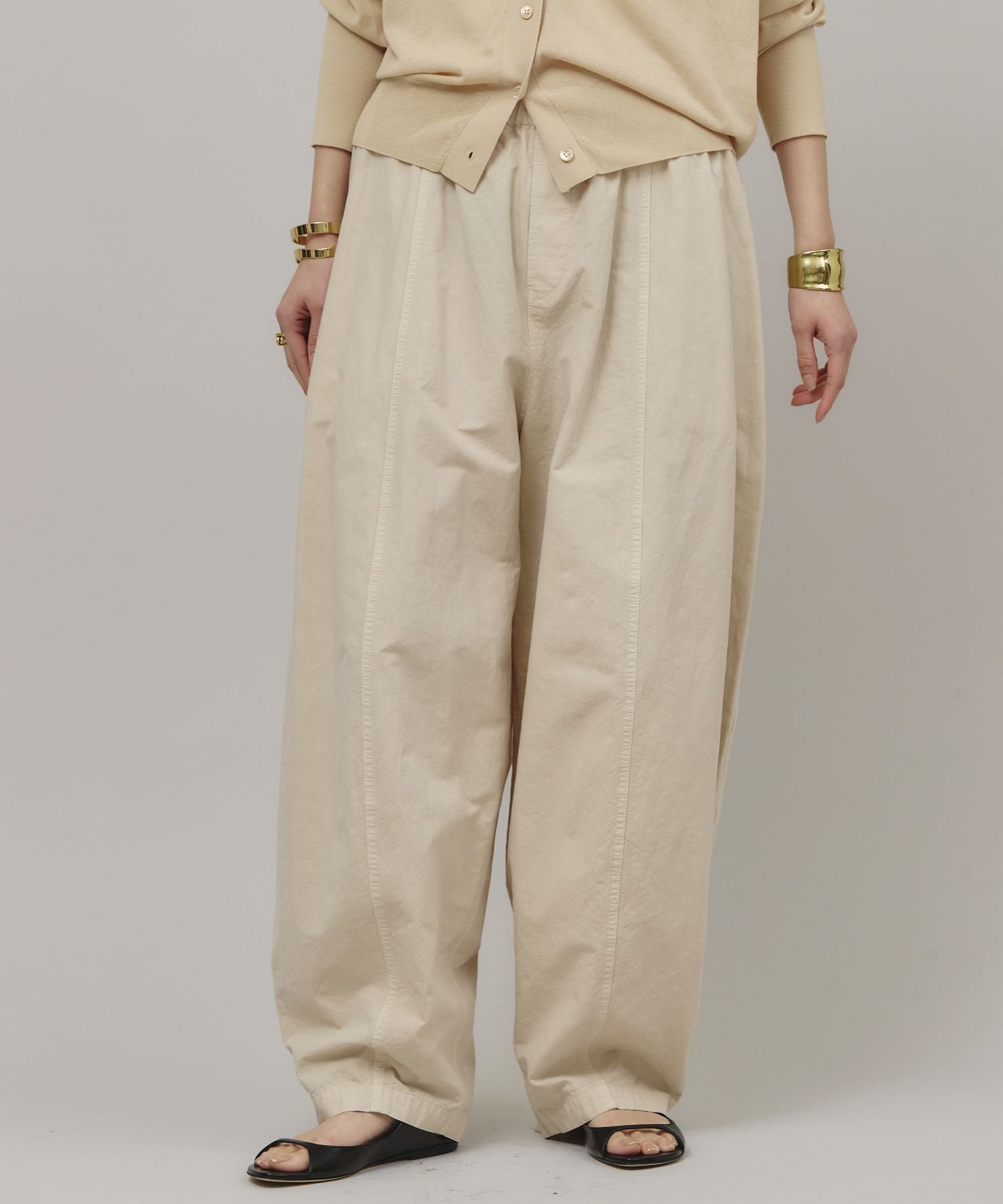 curensology(カレンソロジー) コットンリネンドロストパンツブラック