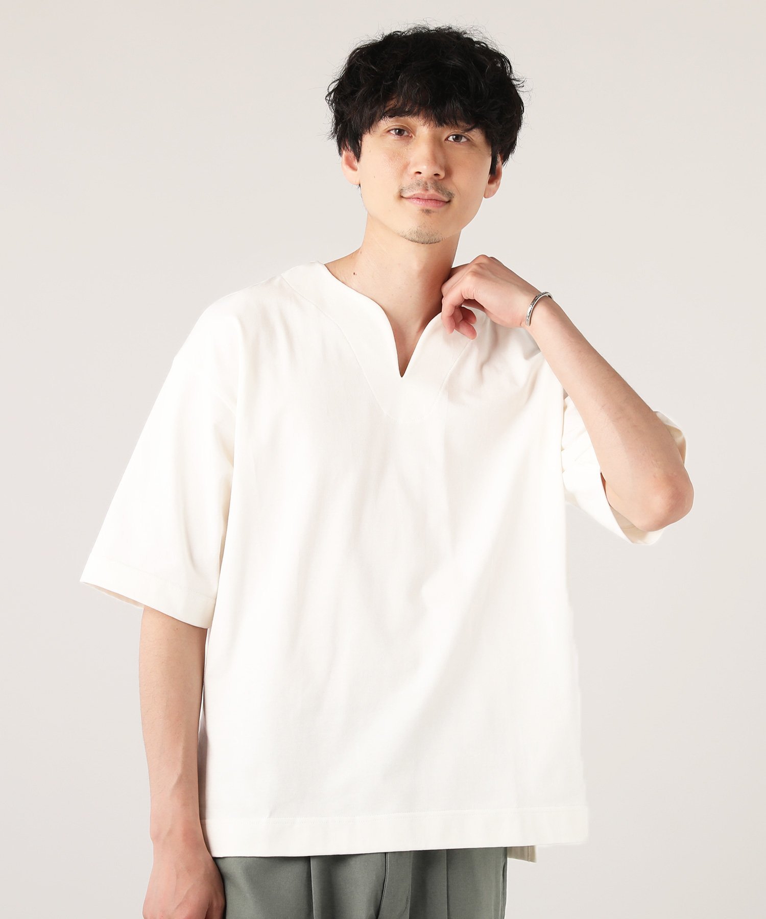 【UJOH/ウジョー】別注 Key Neck TOP/キーネックトップス UJOH ウジョー Key Neck TOP 2 ブルー キーネックトップ