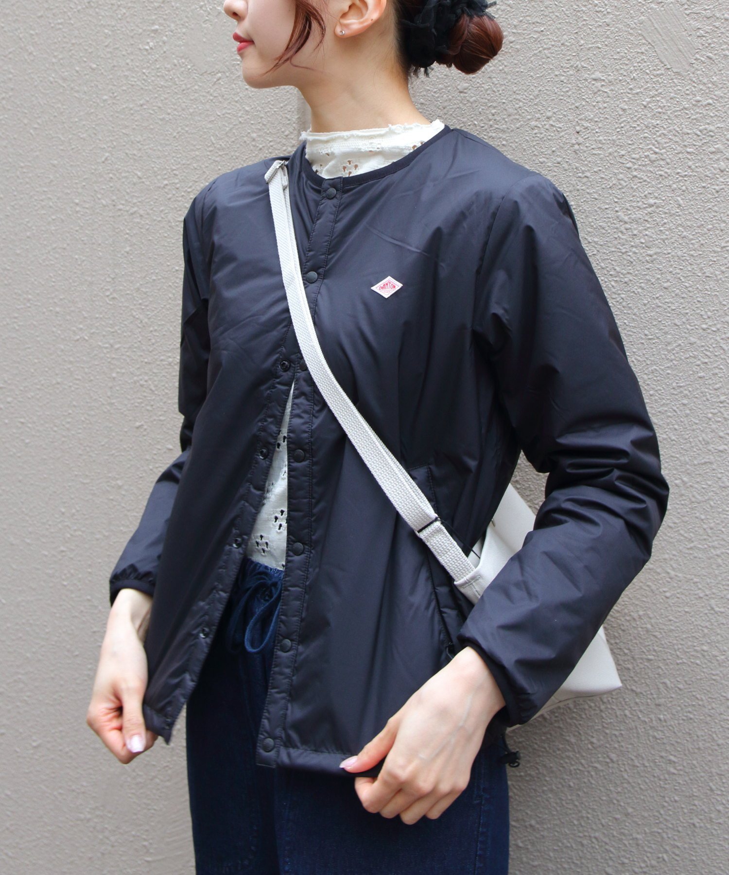 ダントン ナイロンタフタ インサレーションジャケット 38 M 黒 レディース DANTON ダントン ナイロンストレッチタフタ インサレーション