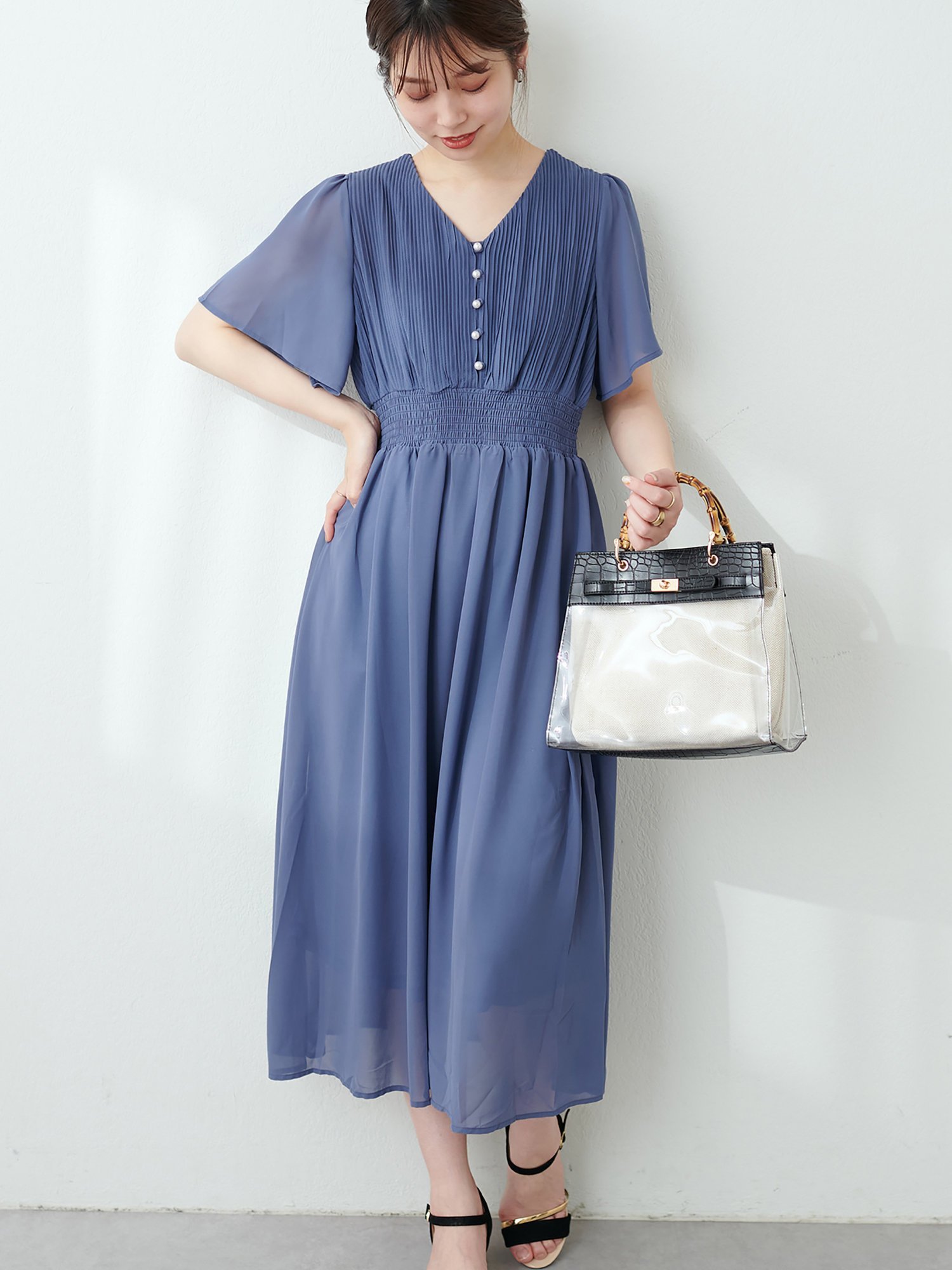 natural couture 新色追加 / フレアスリーブお上品ワンピース