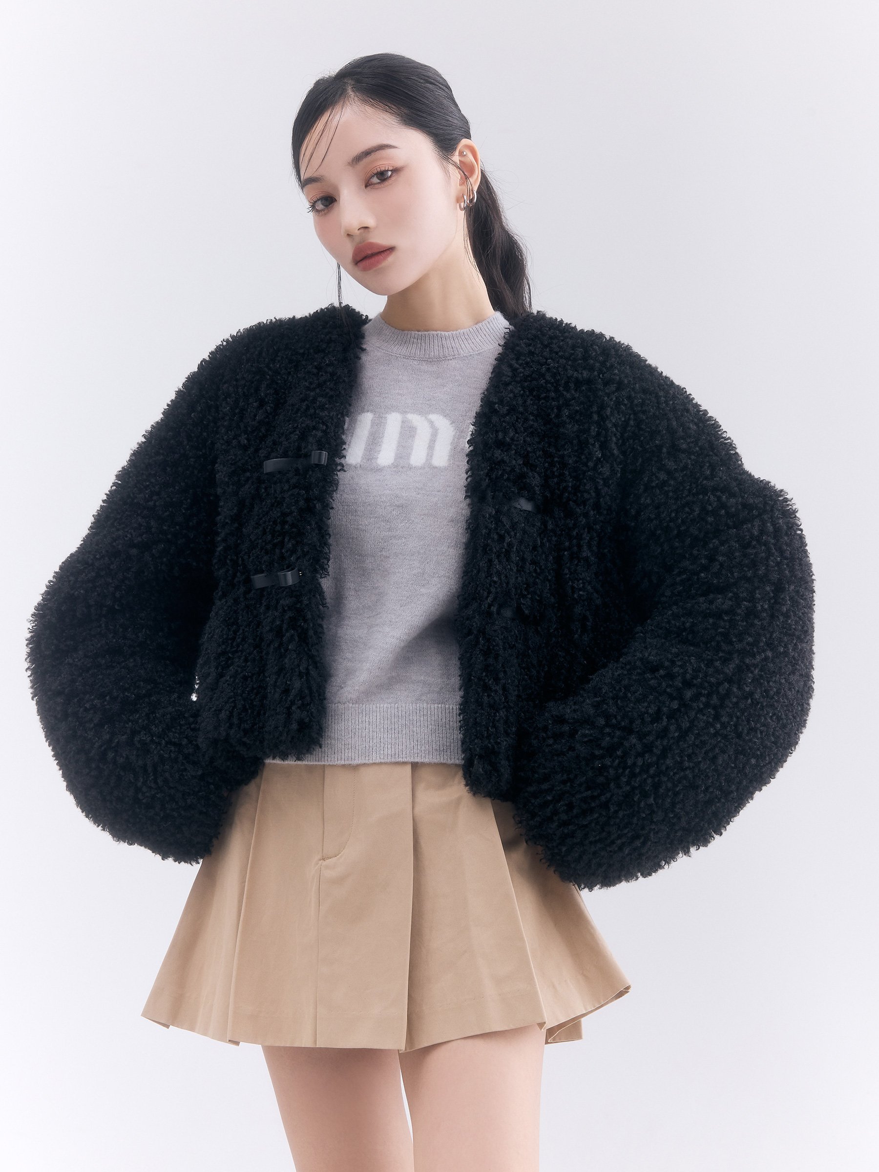 まいeimy istoire French poodle furジャケット SALE／50%OFF】eimy istoire French poodle fur リボンジャケット