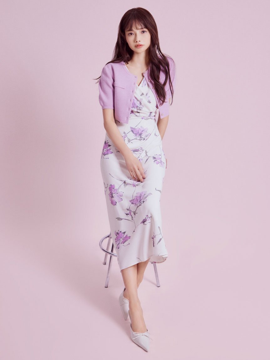 SNIDEL ペイントフラワープリントワンピース×カーディガン SALE／50%OFF】SNIDEL ペイントフラワープリントワンピース スナイデル