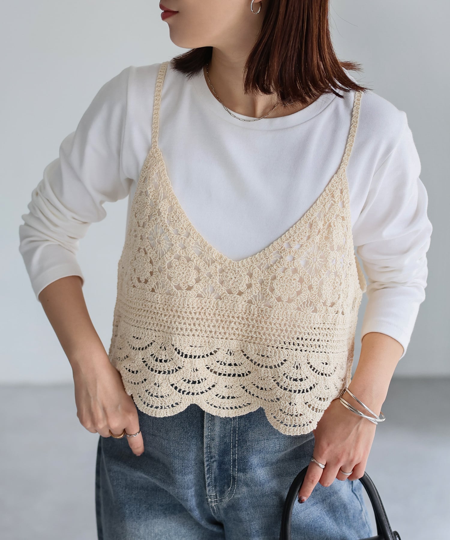 erieriさん専用　かぎ編みキャミソール2点 SALE／33%OFF】Riberry かぎ針編みビスチェ リベリー トップス
