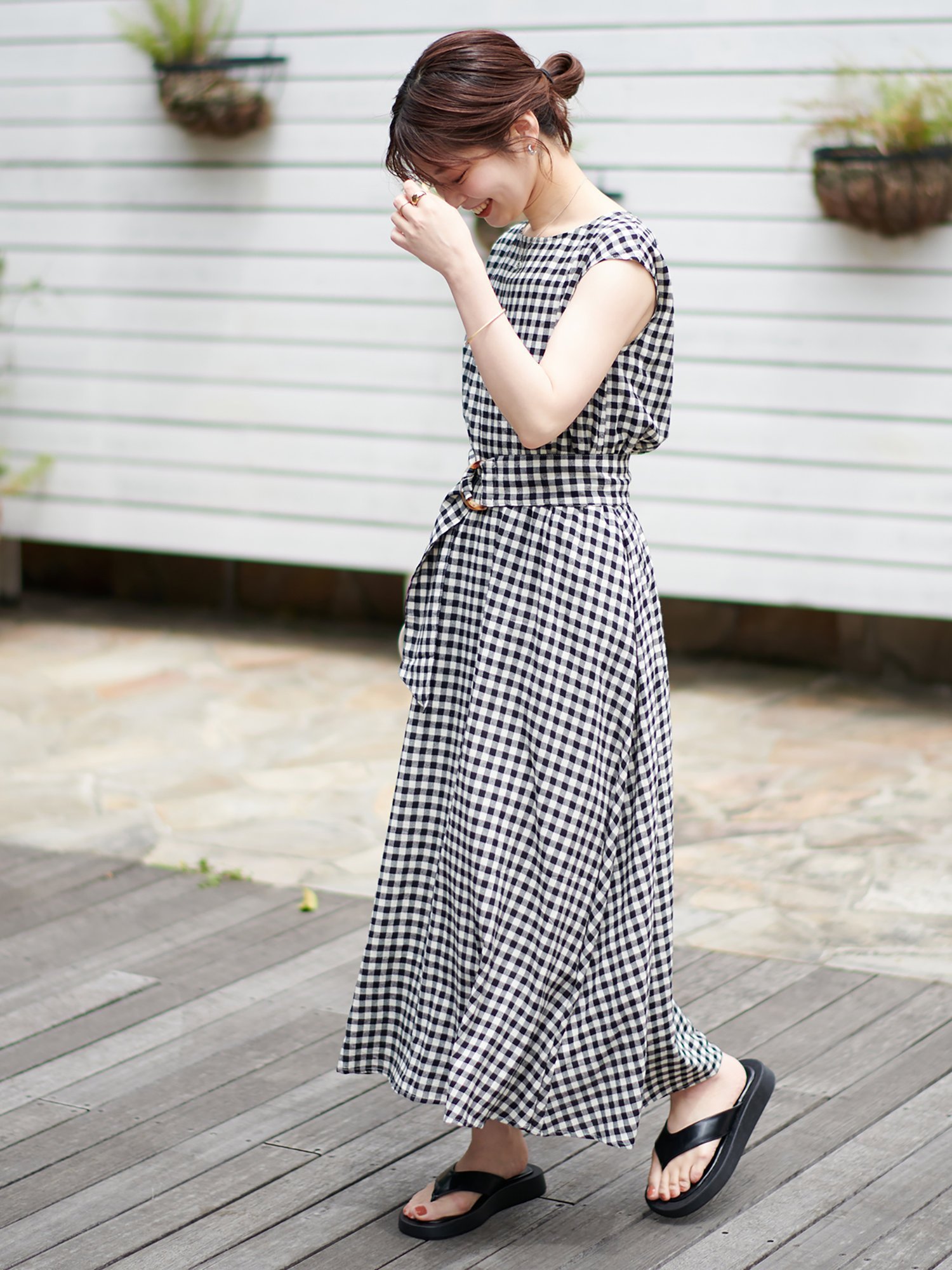 SALE／25%OFF】natural couture WEB限定カラー有り/リバイバルアイテム べっ甲Dかん太ベルト涼しげワンピース  ナチュラルクチュール ワンピース・ドレス その他のワンピース・ドレス レッド ブラック グリーン オレンジ ベージュ
