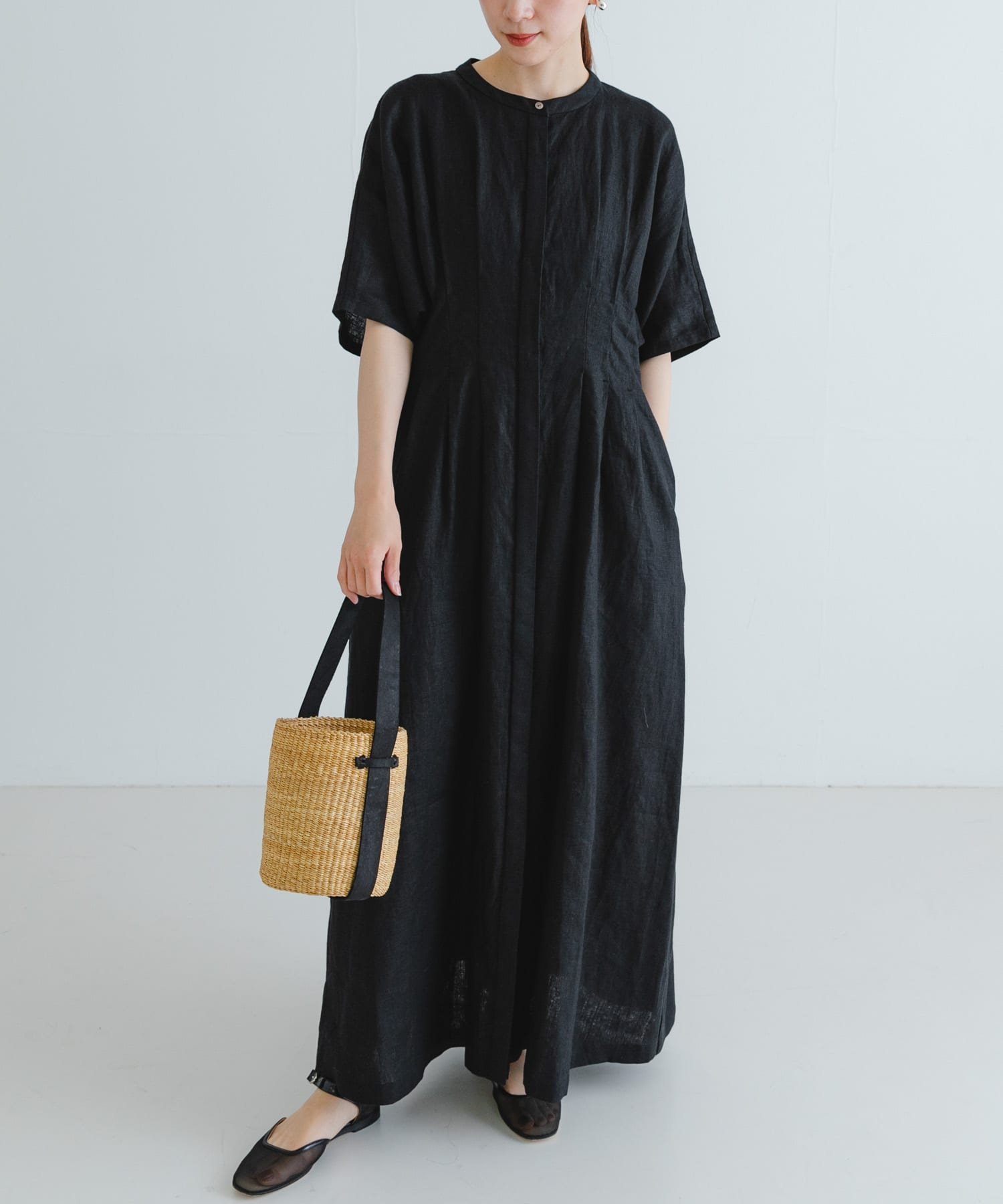 ♡セルフォード♡ シルケットハイネックカットソー ♡ニットワンピース♡2点 SALE／50%OFF】CELFORD 襟付きプリーツニットワンピース セル