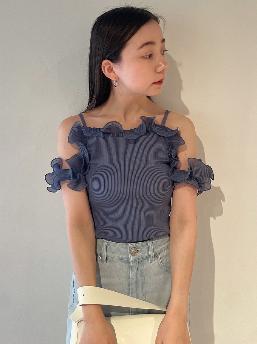 SALE／40%OFF】SNIDEL Sustainableプリーツフリルドッキングニット  
