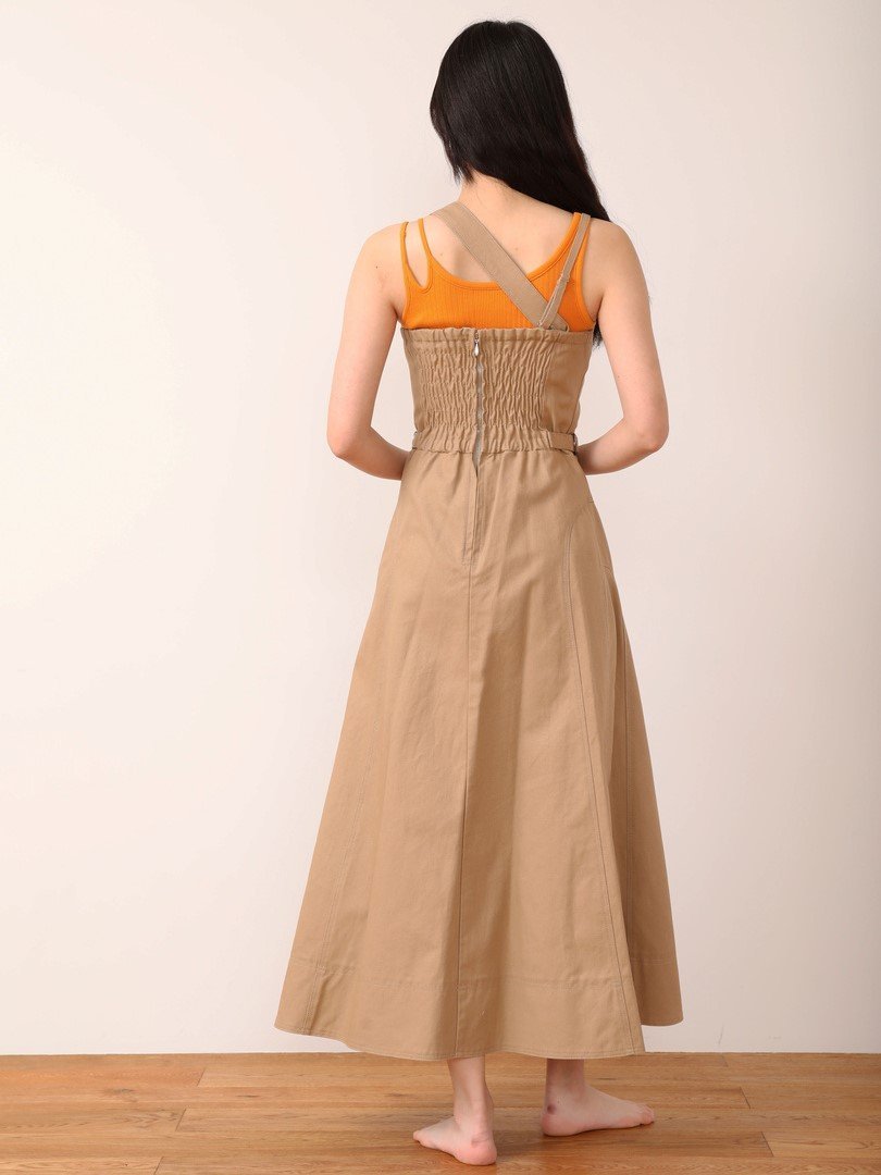 【値下げ】CASA FLINE フロントホックプリーツドレス　ベージュ CASA FLINE フロントホックプリーツワンピース カーサフライン