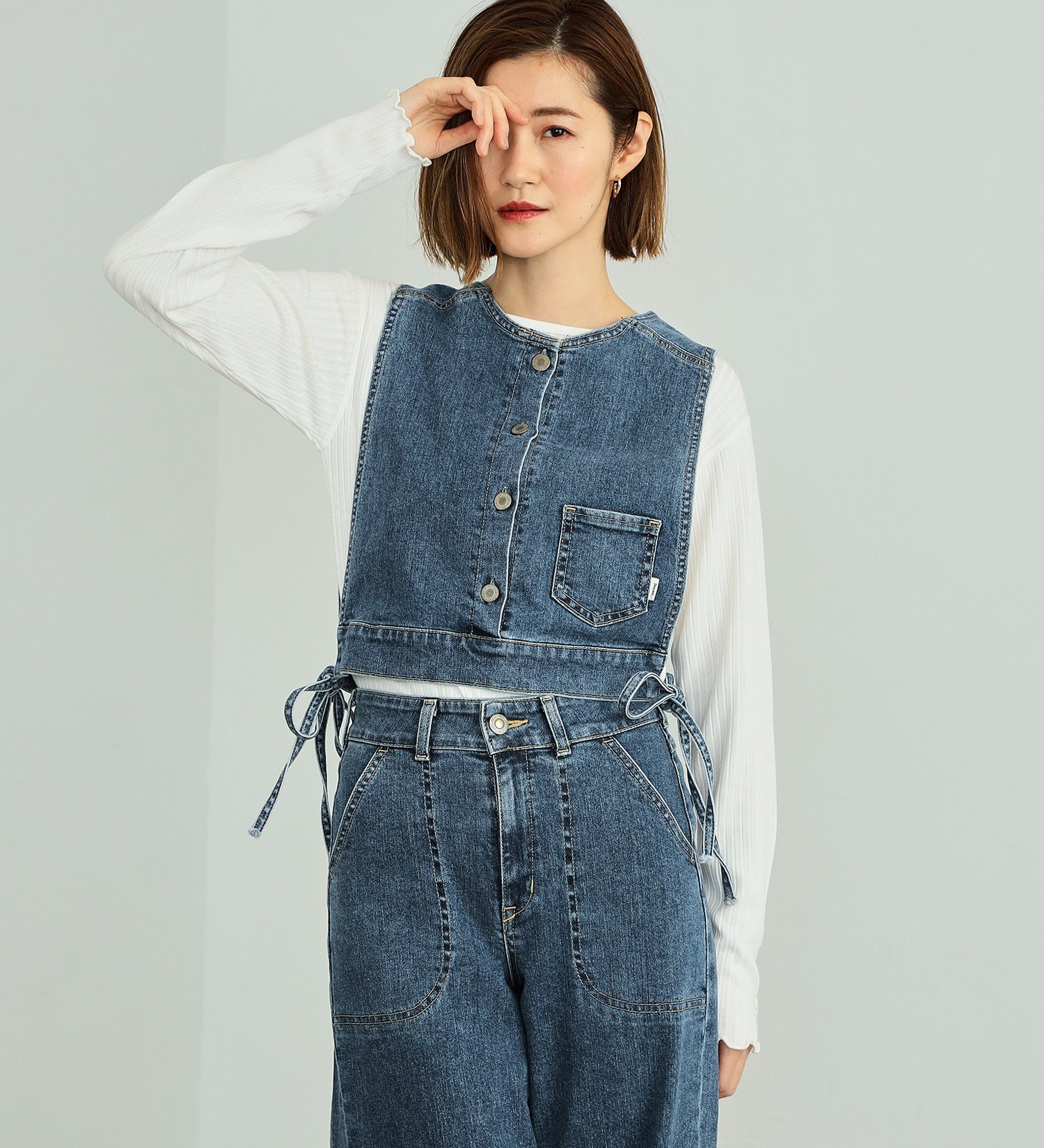 楽天市場】【サムシング公式】SOMETHING ペプラムデニムビスチェ