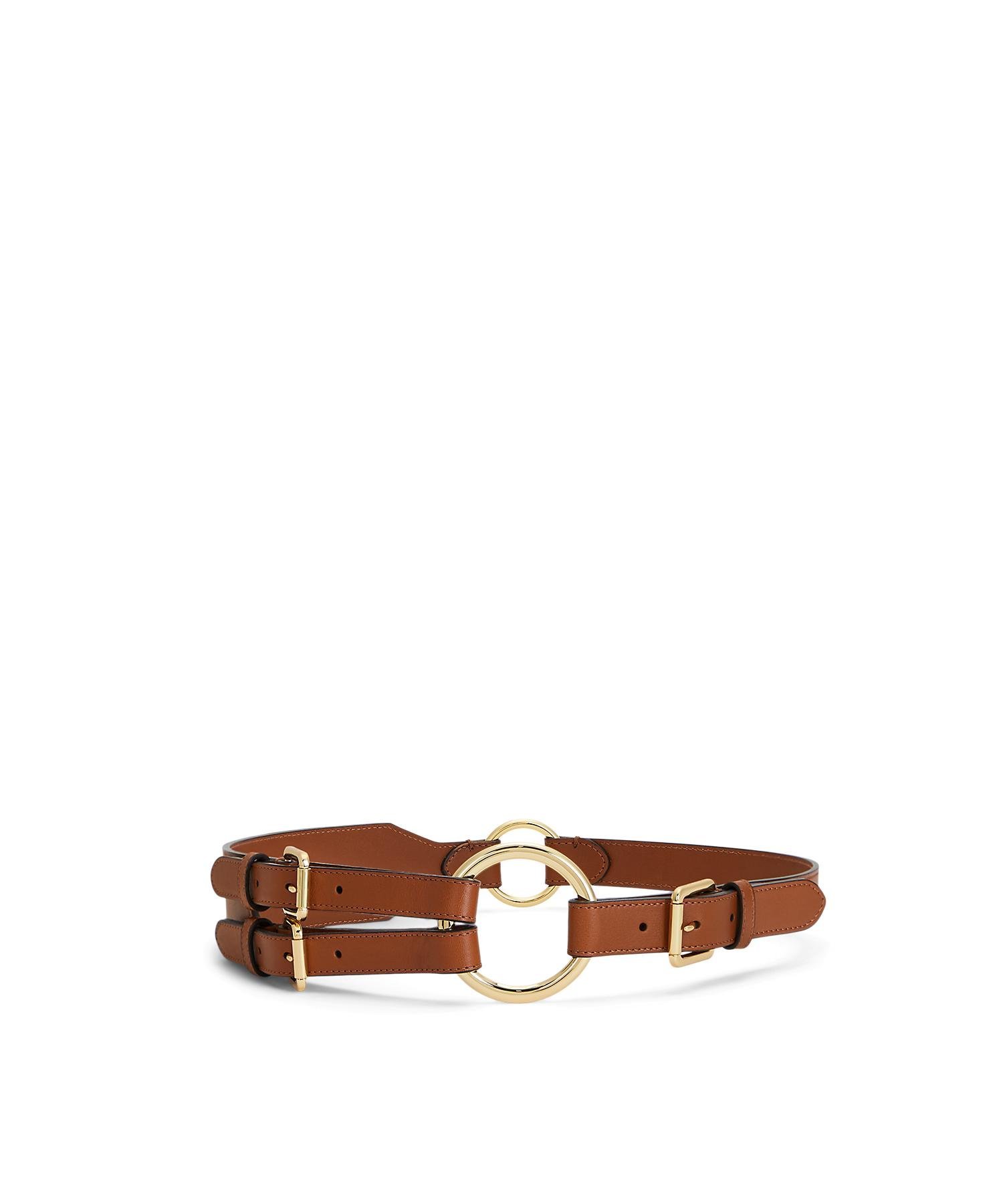 【美品】ポロラルフローレン　ベルト　ダブルストラップ　レザー　ブラウン Leather Double-Buckle Stacked Wide Belt | ラルフ ローレン