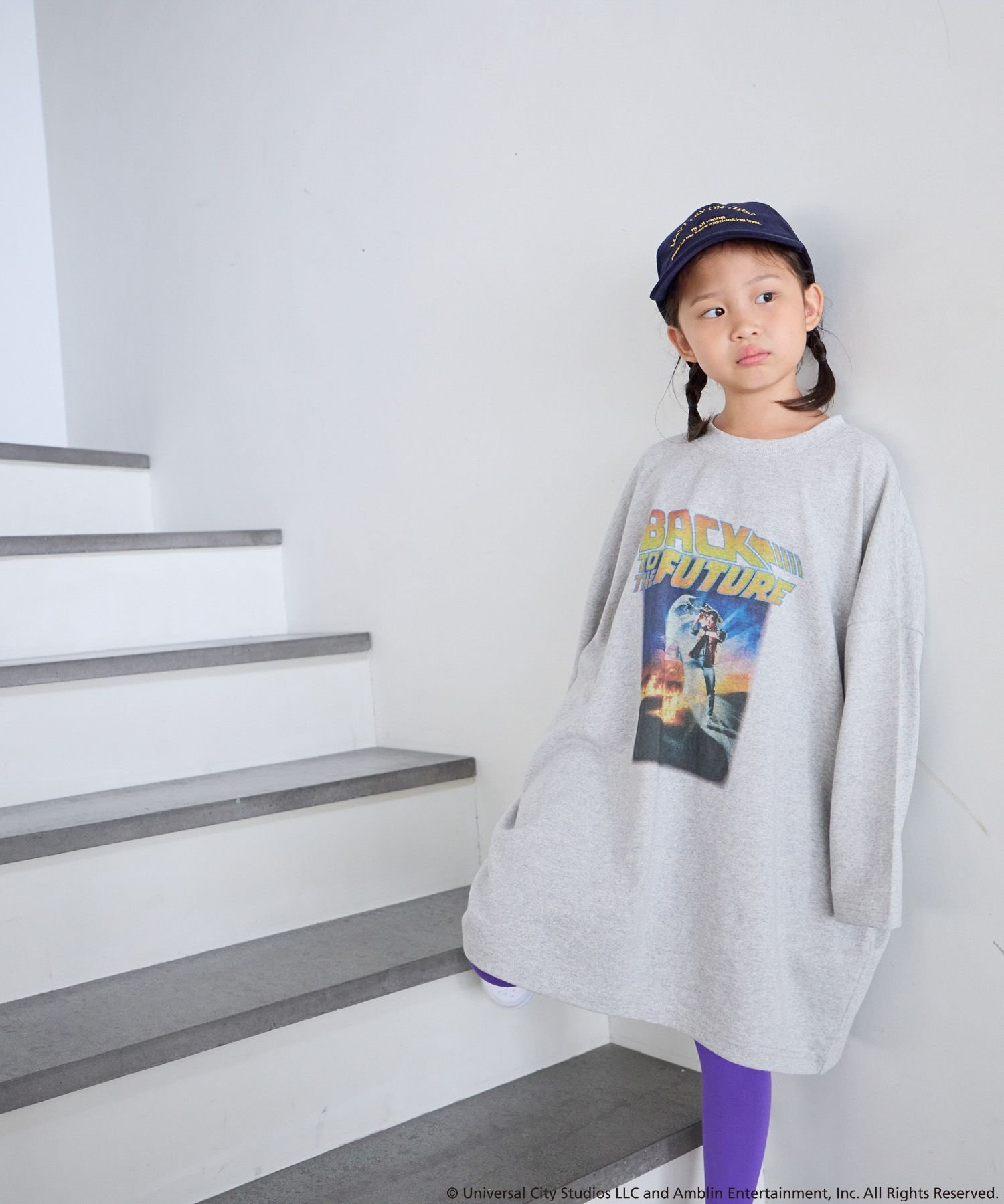 【SALE／20%OFF】LOWRYS FARM 【KIDS】BACK TO THE FUTUREモンスターロンT ローリーズファーム トップス カットソー・Tシャツ グレー ブラック画像