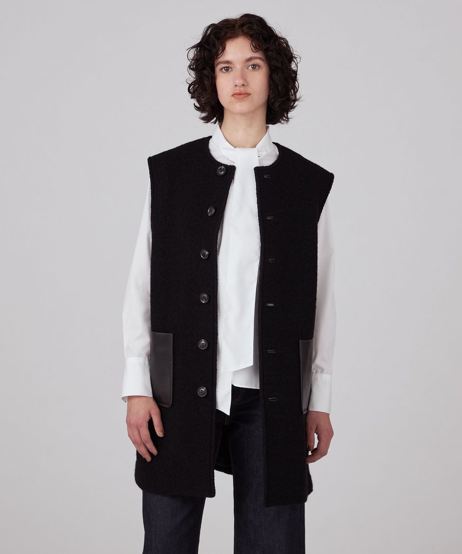 SALE／30%OFF】MACPHEE シープパイル クルーネックジレ 