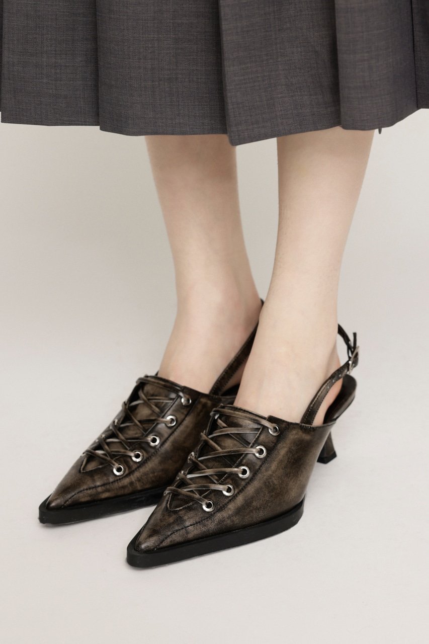 MOUSSY LACE UP SLING BACK ブラック マウジー MOUSSY LACE UP SLING BACK ミュール （BLK