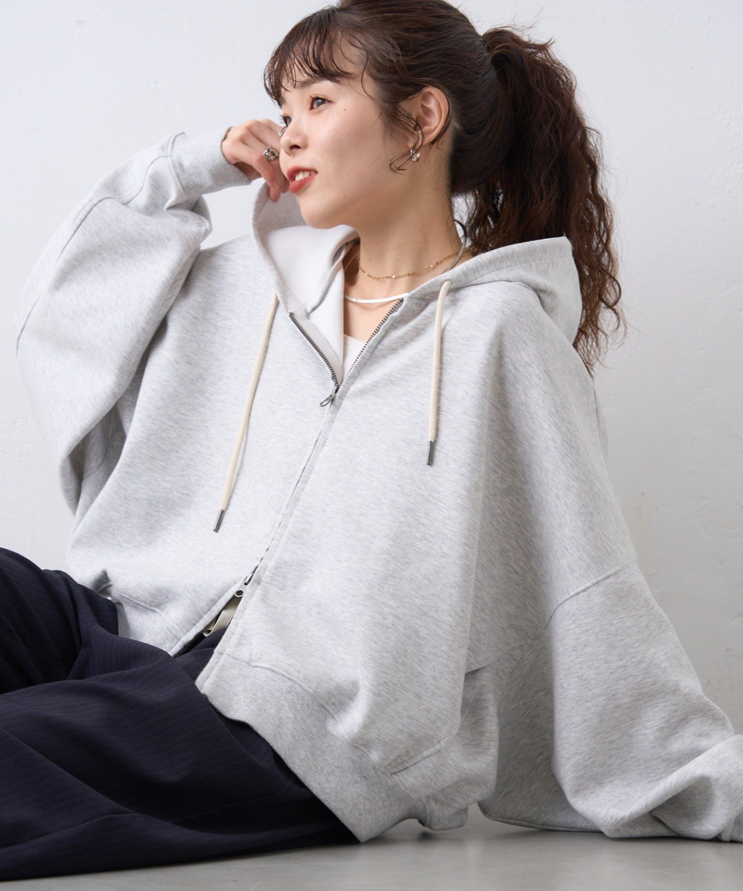 SALE／50%OFF】Mila Owen ウール混スタンドカラーリバーケープコート