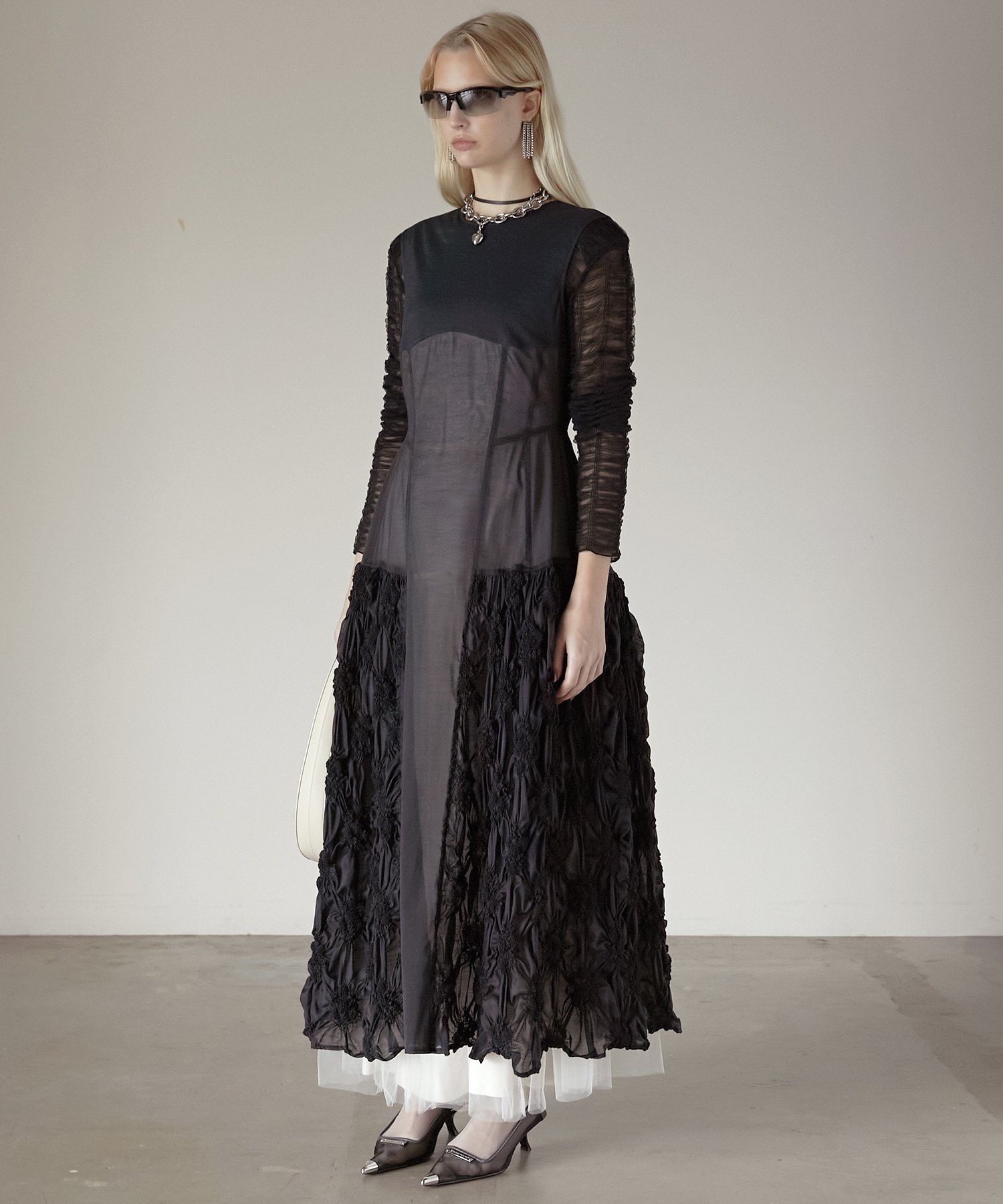 新品タグ付き　プランクプロジェクト　フラワーシャーリングパネルワンピース PRANK PROJECT(プランク プロジェクト)｜フラワーシャーリングパネル