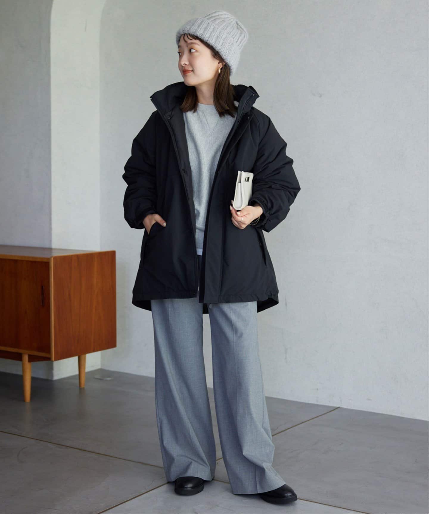 SLOBE IENA ポリエステルタッサー中綿モンスターパーカーブルゾン 