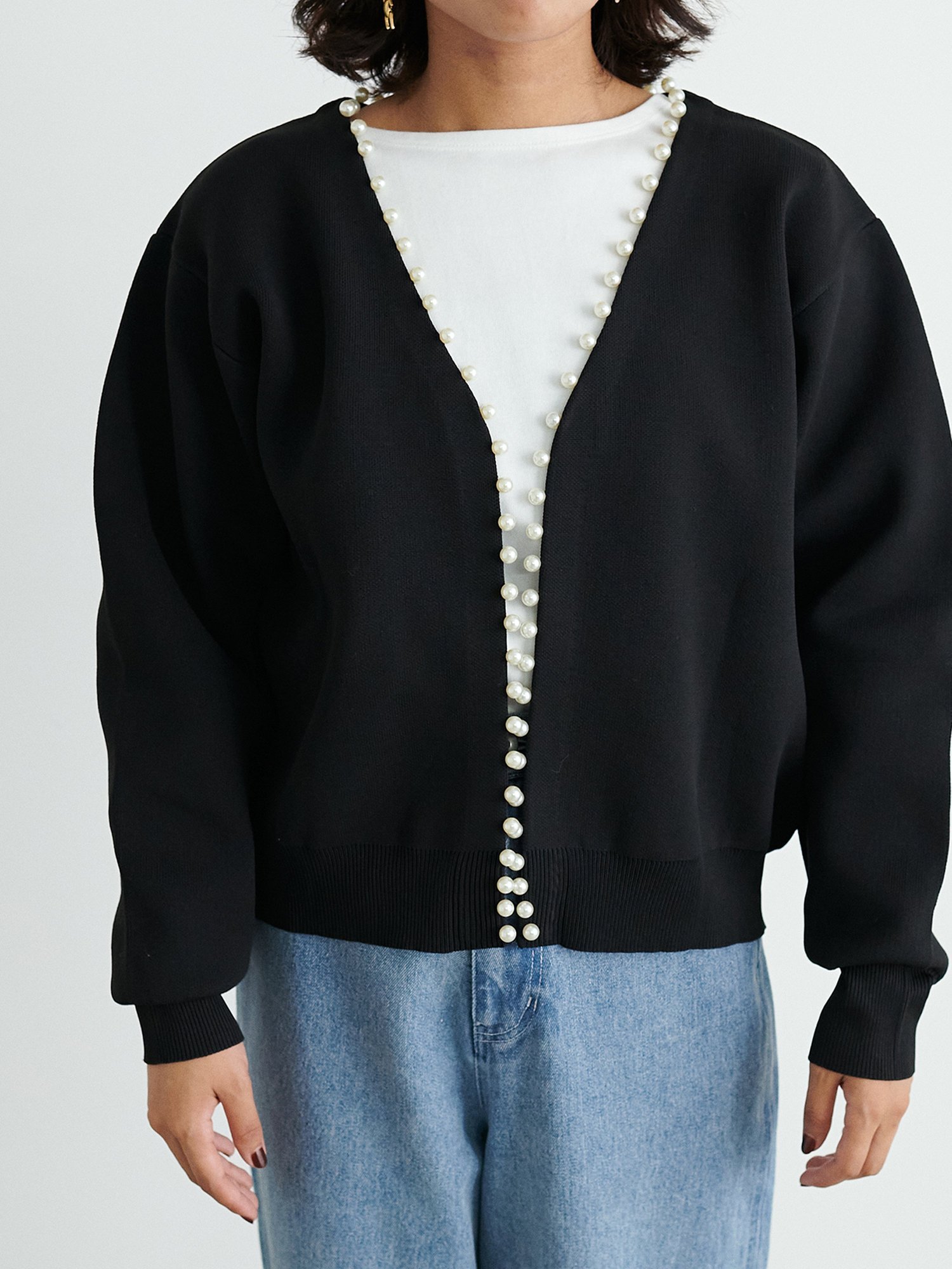 美品 ヤッコマリカルド ウールカシミヤ ニットラップカーディガン ゆったり LARUTA BIGパールポリニットカーディガン ラルータ トップス