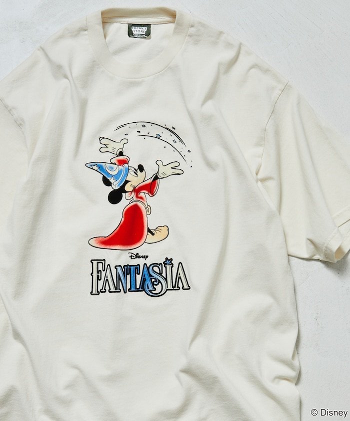 【SALE／45%OFF】FREAK'S STORE DISNEY/ディズニー/『ファンタジア』/魔法/ミッキーマウス/フロッキープリント クルーネックTシャツ 25SS フリークスストア トップス カットソー・Tシャツ ブラック グリーン ホワイト画像