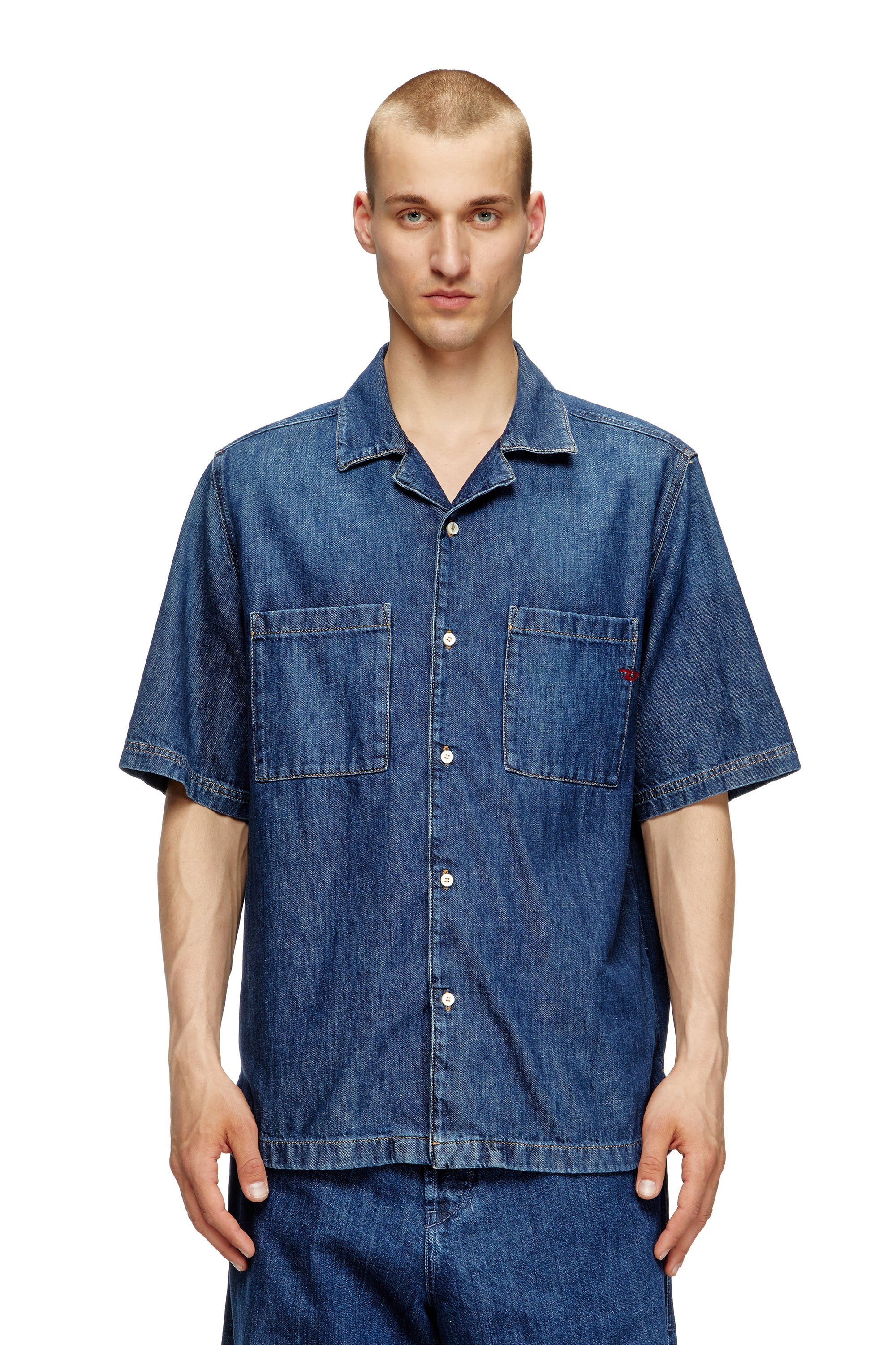 DIESEL／ディーゼル  N.ハリウッド　半袖デニムシャツノーカラージャケット 30周年「ディーゼル」がN.ハリウッドとデニムでコラボ