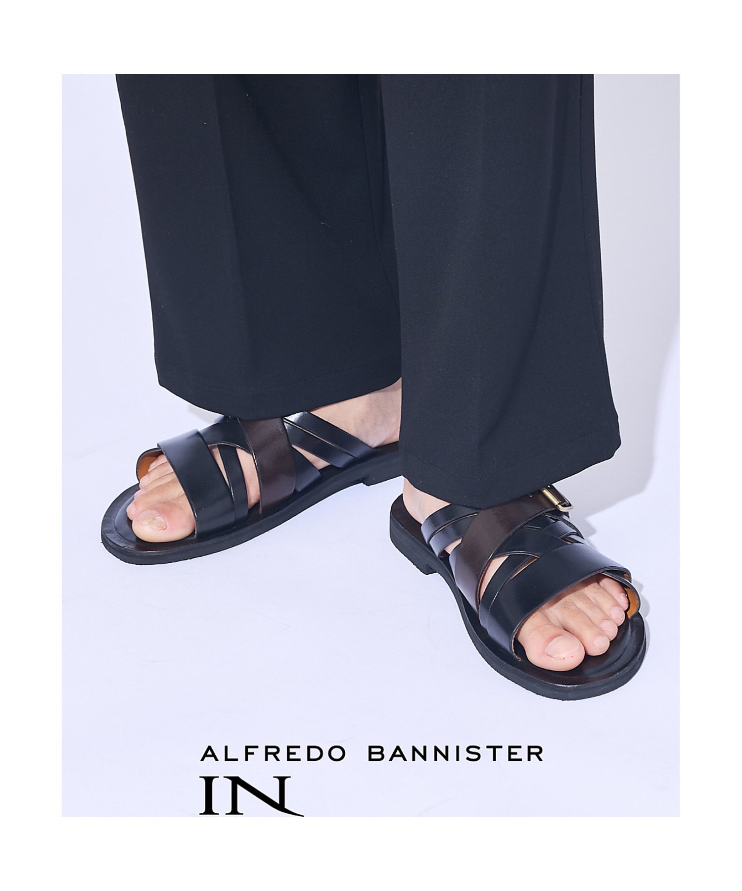 専用商品　アルフレッドバニスター　黒 レザー クロスストラップ サンダル 楽天市場】alfredoBANNISTER 【WEB別注】マルチクロスレザー