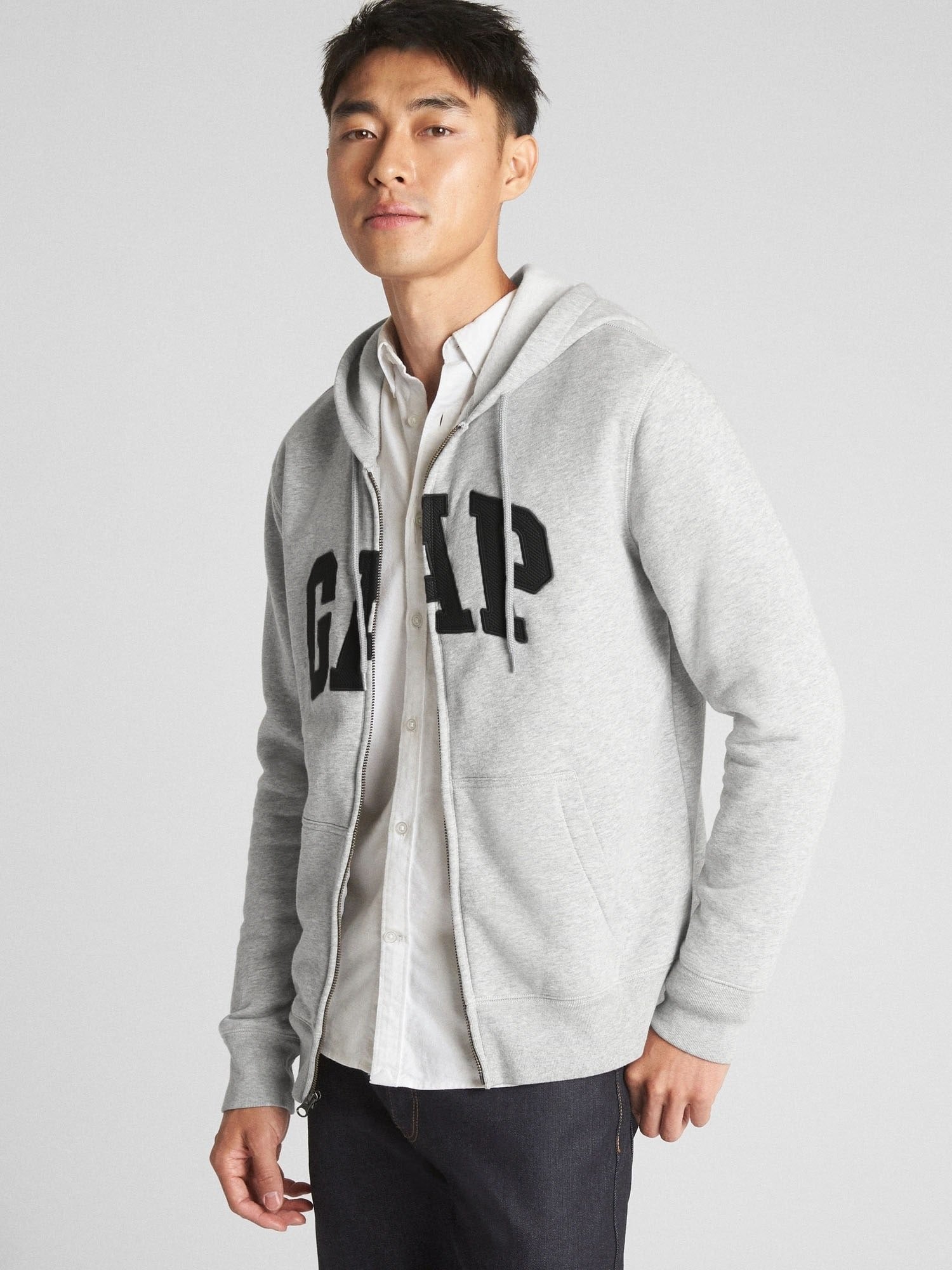 CONP グレー フード付き トレーナー ユニセックス ダメージ加工 楽天市場】【SALE／40%OFF】(U)GAPロゴ フルジップパーカー(ユニ