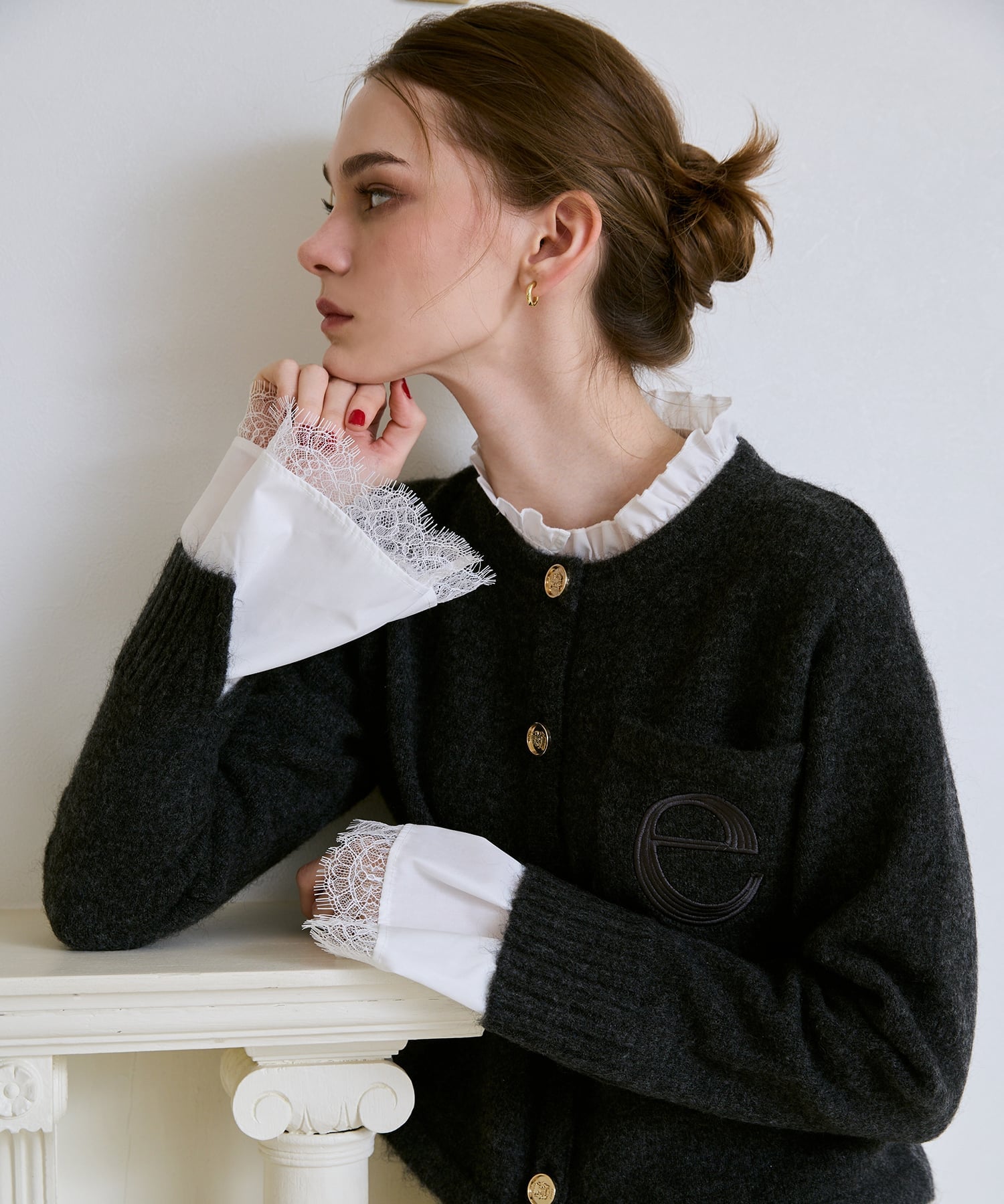 eimy istoire Attachedcollrモヘアカーディガン エイミーイストワール