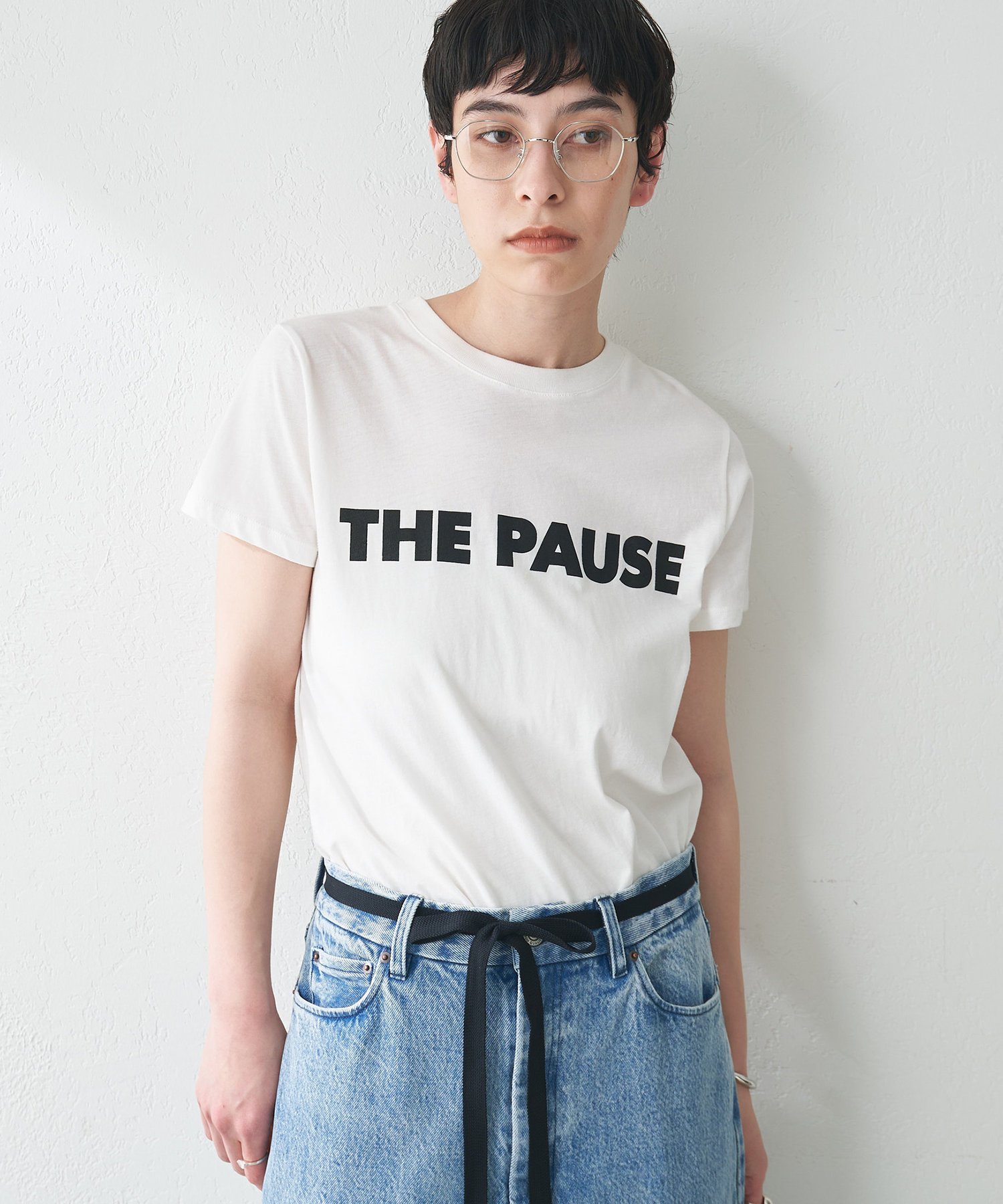 THE PAUSE ベージュ Tシャツ THE PAUSE tシャツ 「THE PAUSE」THE Tシャツ レディース