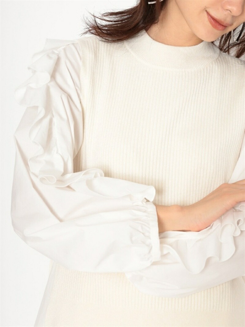 SALE／50%OFF】SNIDEL ニットドッキングパフスリブラウス