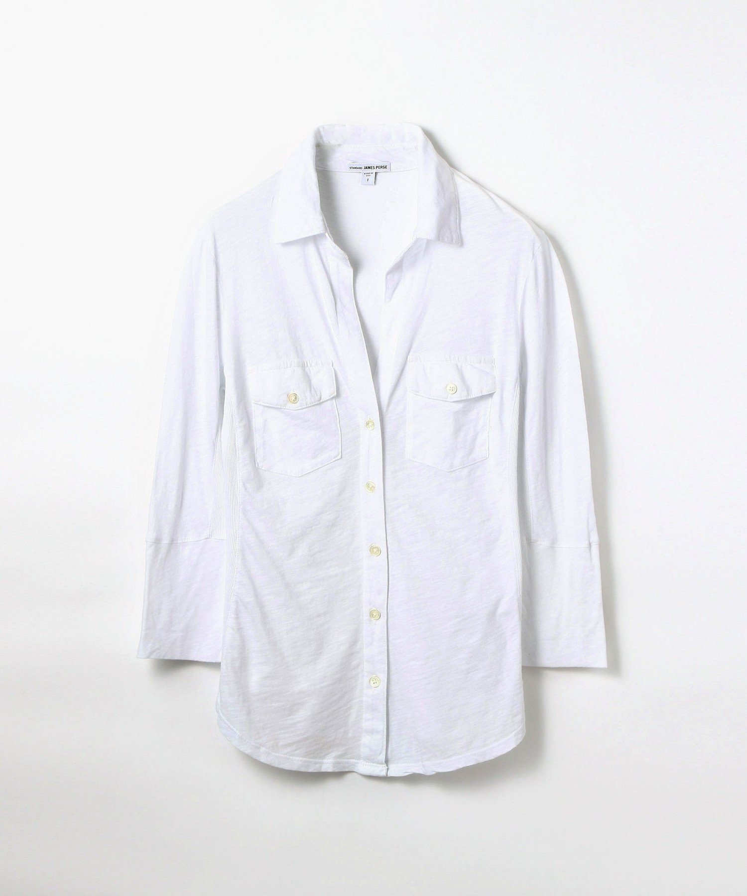 JAMES PERSE ホワイト キーネック長袖シャツ Size1