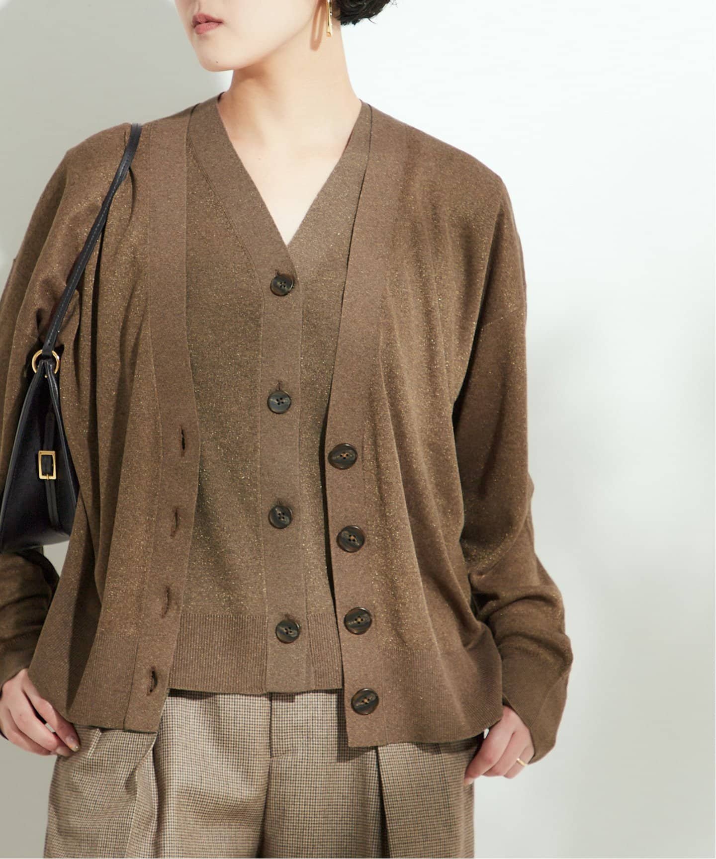 ジャーナルスタンダードラックス　HGテンジク Vネックカーディガン JOURNAL STANDARD LUXE カーディガン シアーテンジク Vネック