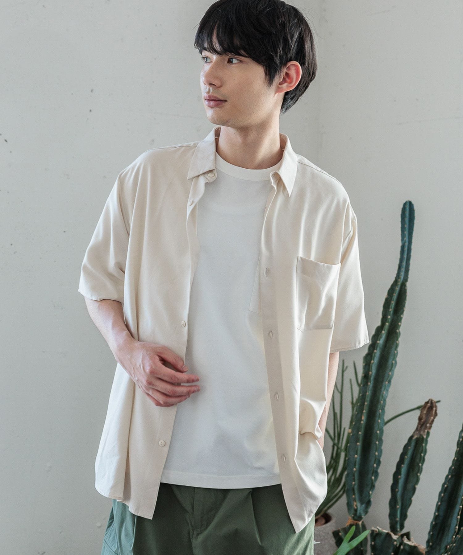 SALE／30%OFF】GLOBAL WORK サラサマ快適シャツ/レギュラーカラー/半袖
