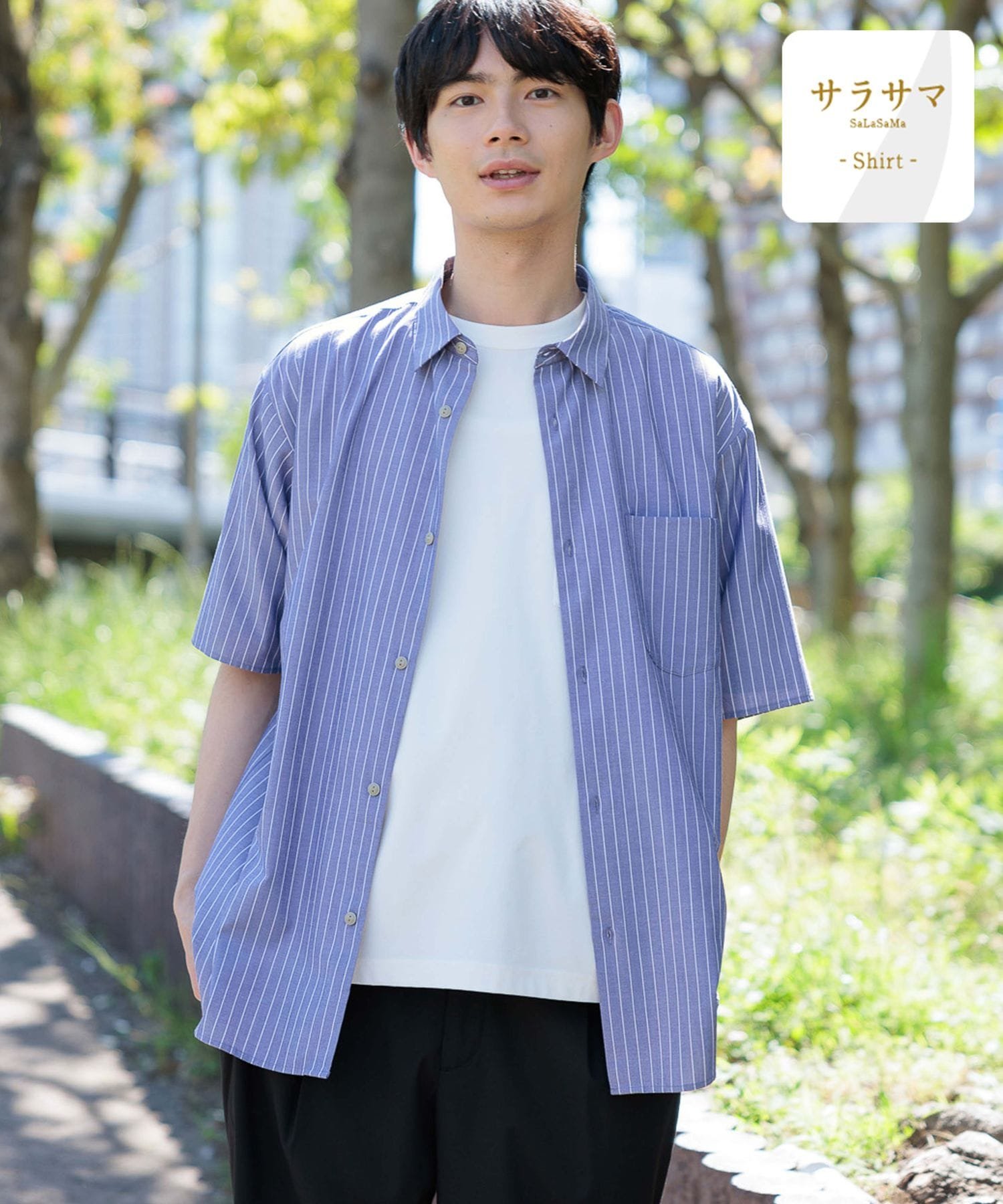 SALE／30%OFF】GLOBAL WORK サラサマ快適シャツ/レギュラーカラー/半袖