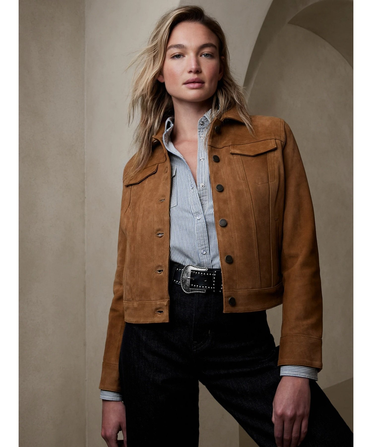 BANANA REPUBLIC　レザージャケット　ブラウン　革ジャン　アウター BANANA REPUBLIC レザージャケット ライダース FACTORY STORE