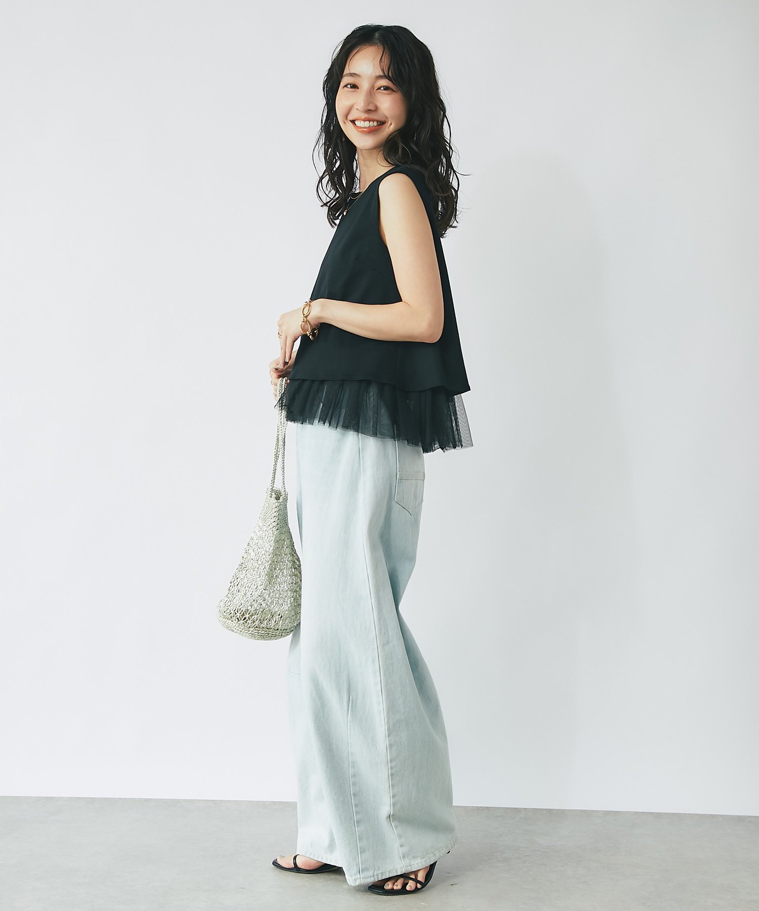 La boutique BonBon ティアードチュールコンビカットソー ラブティック 