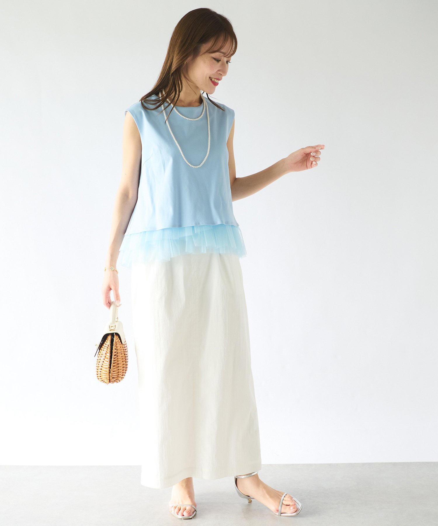 La boutique BonBon ティアードチュールコンビカットソー ラブティック 