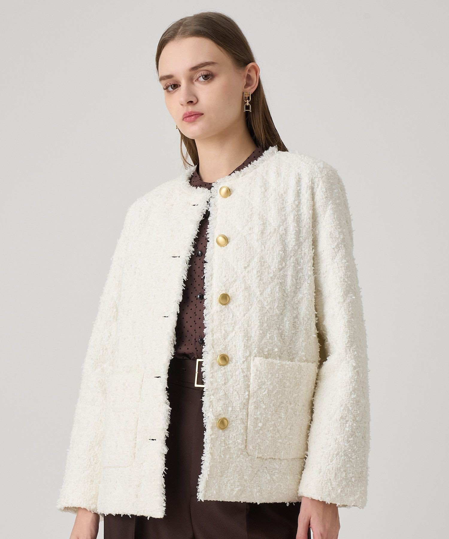 【SALE／40%OFF】ANAYI フラッグツイードキルティングコート アナイ ジャケット・アウター その他のジャケット・アウター ブラック ホワイト【送料無料】