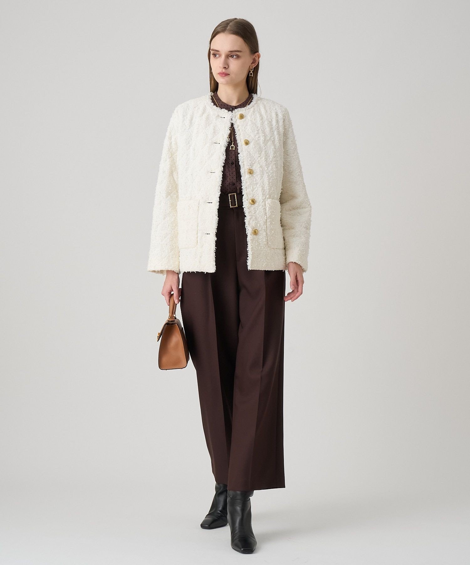 【SALE/40%OFF】ANAYI フラッグツイードキルティングコート アナイ ジャケット・アウター その他のジャケット・アウター ブラック ホワイト【送料無料】