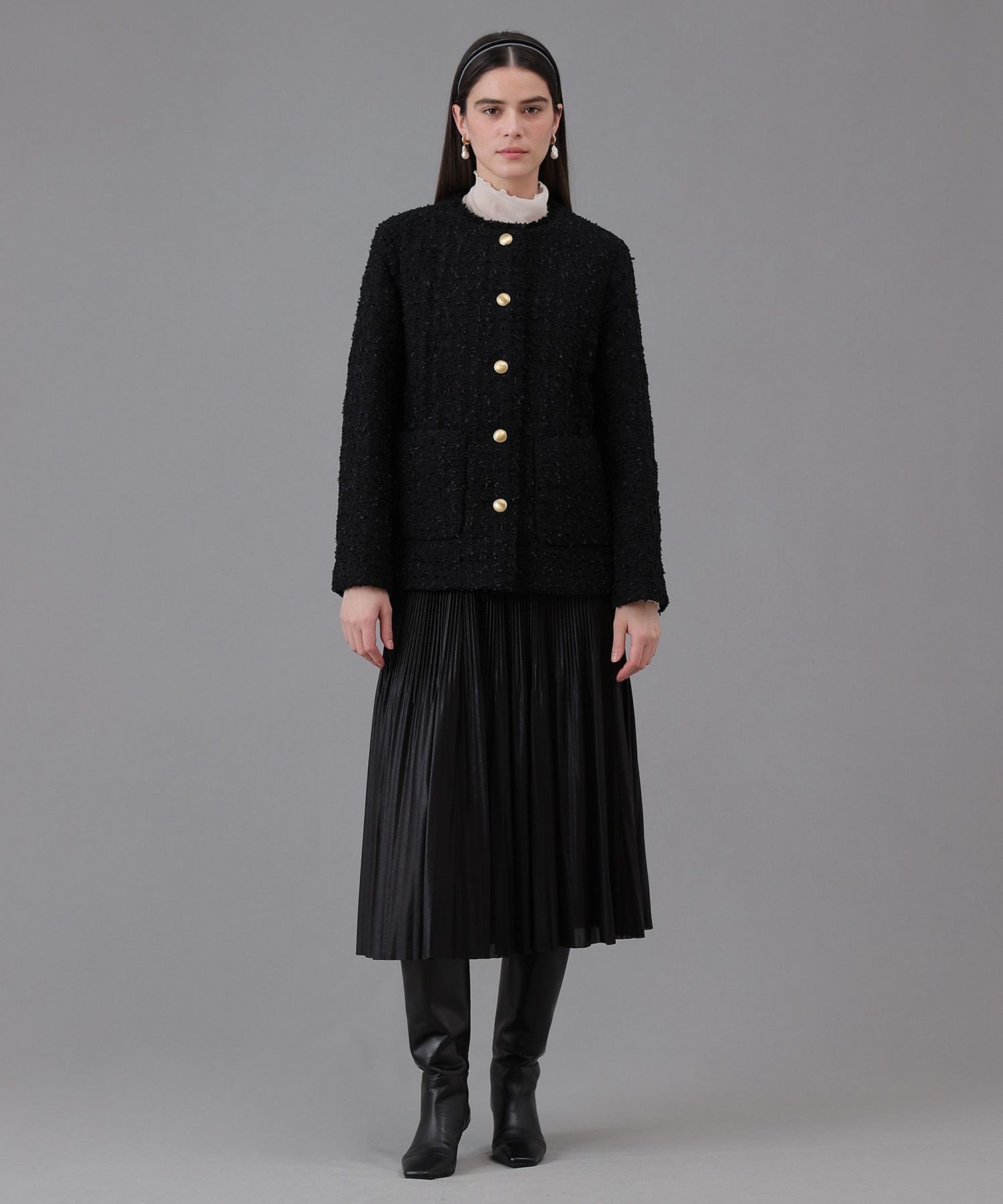 【SALE/40%OFF】ANAYI フラッグツイードキルティングコート アナイ ジャケット・アウター その他のジャケット・アウター ブラック ホワイト【送料無料】