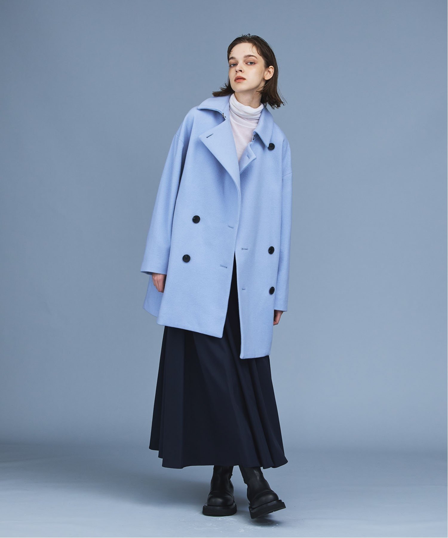 ノーク norc オーバーサイズメルトンPコート グレー