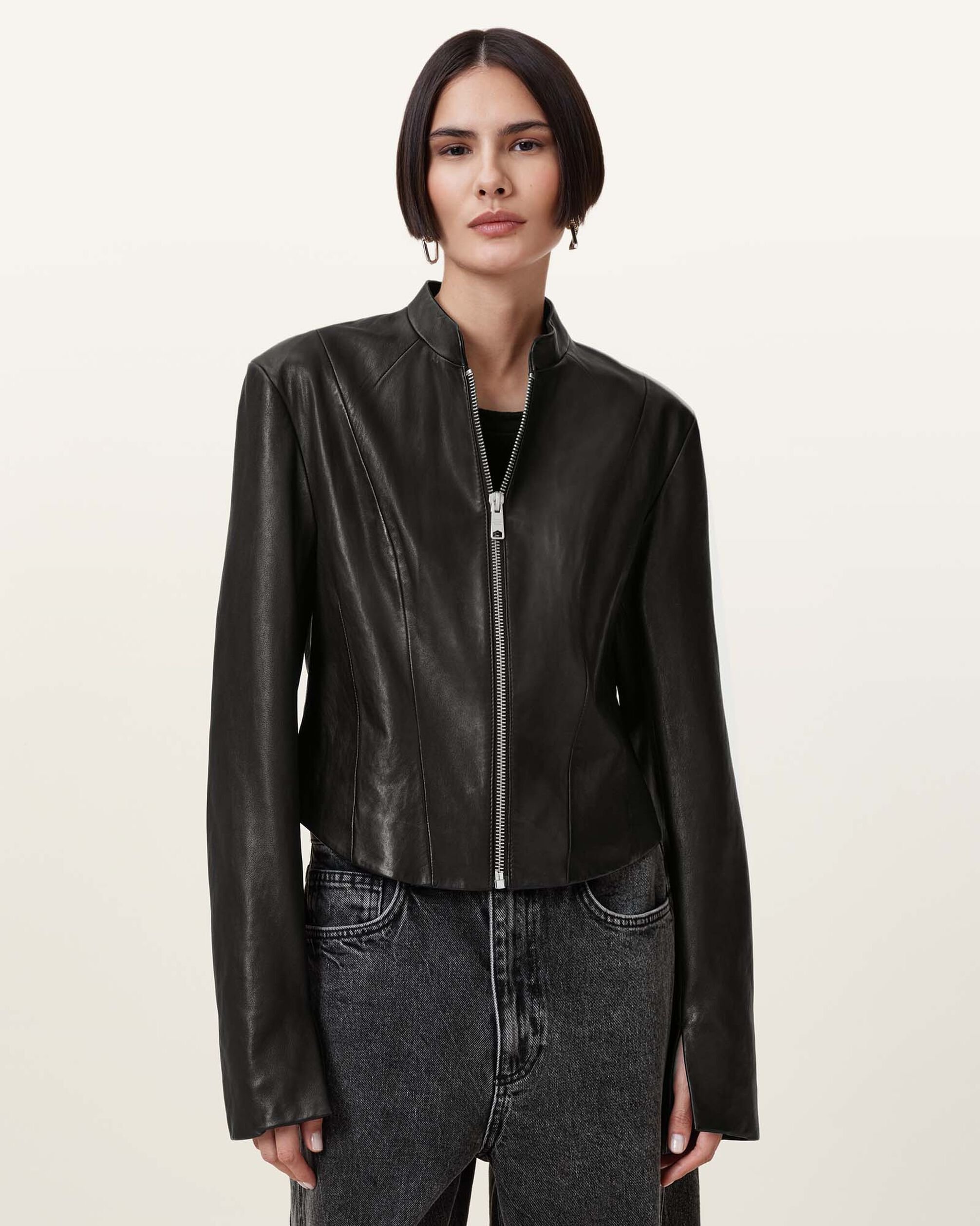 ALLSAINTS レザー ジャケット UK4 オールセインツ 牛革 ALLSAINTS（オールセインツ） レザージャケット L ブラック メンズ