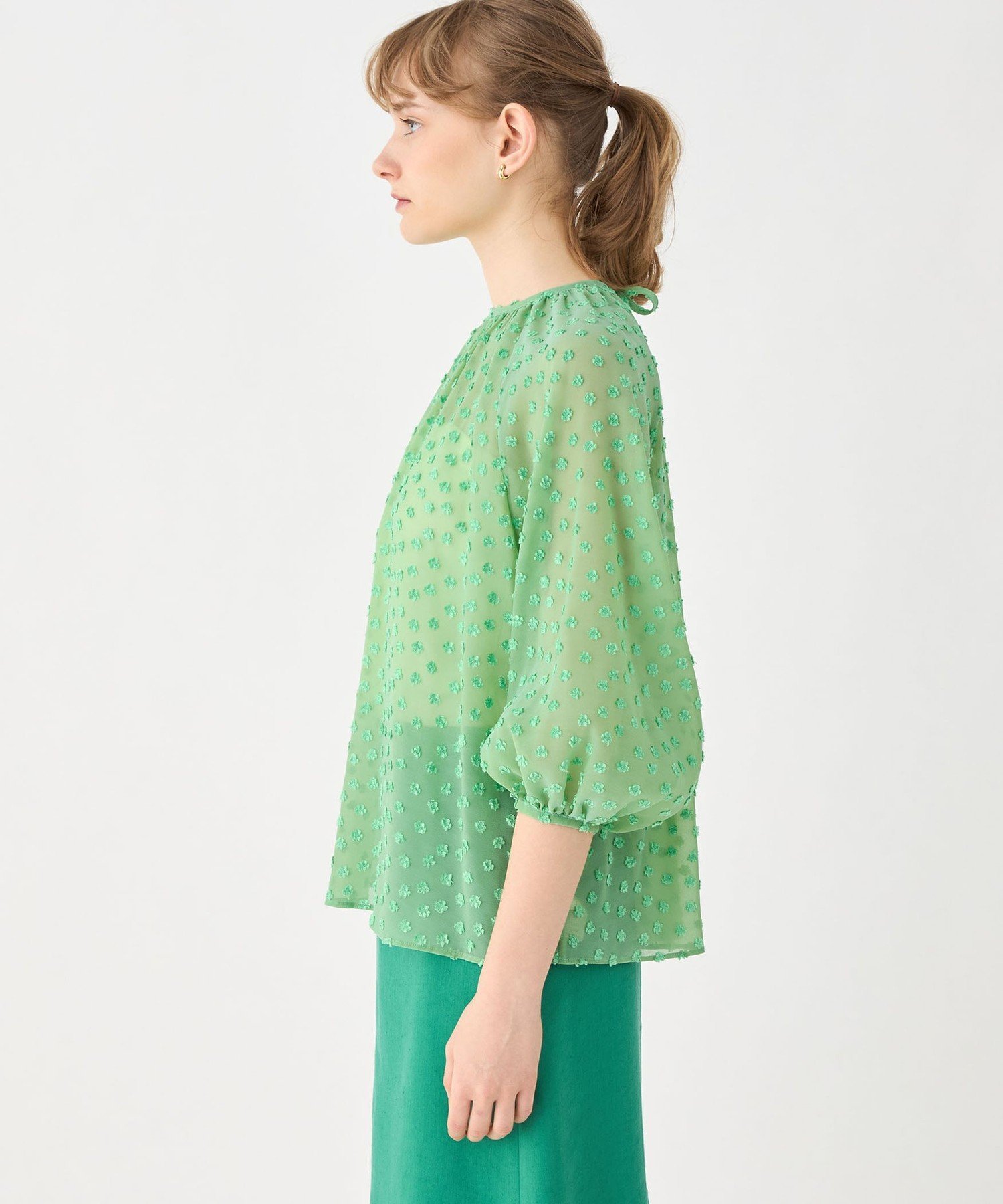 SALE／60%OFF】Ballsey ドットフラワージャカード ボリュームギャザー 
