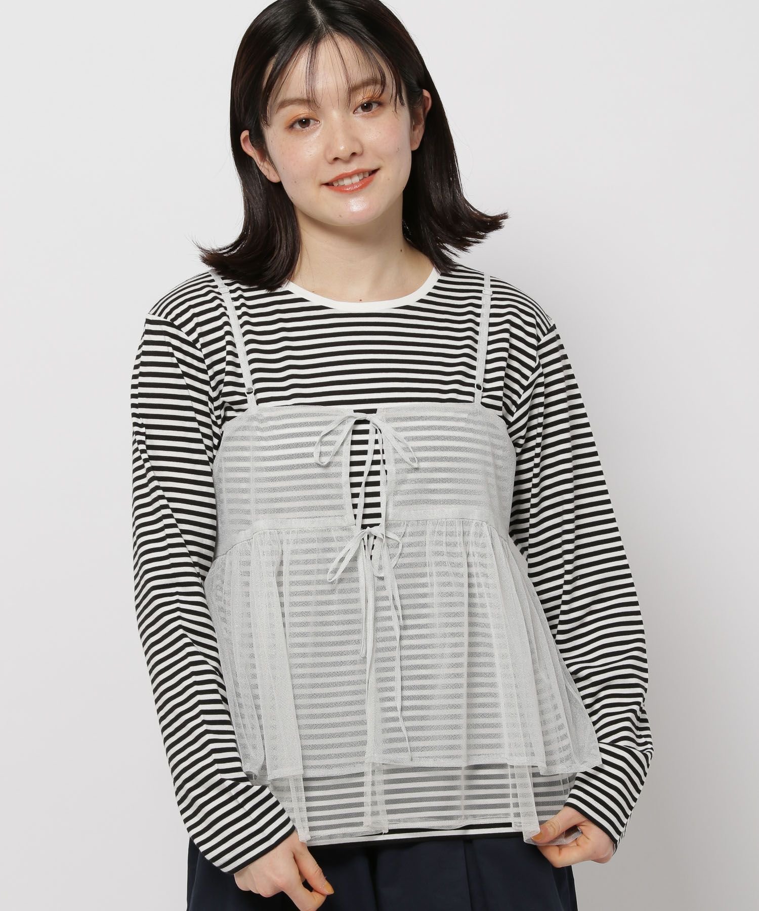 niko and  2WAYレイヤードチュールキャミソール ニコアンド